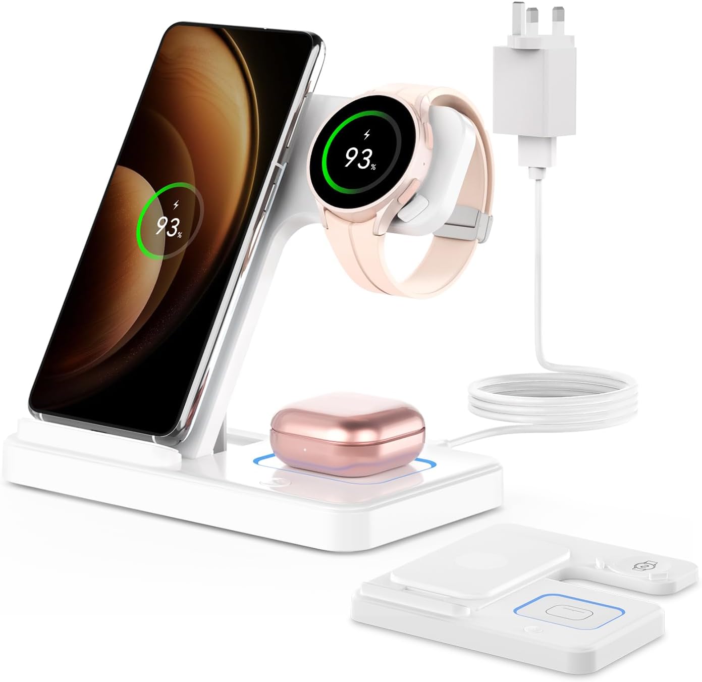 GEEKERA Wireless Charger for Samsung, 3 in 1 Foldable Charging Station for Samsu...