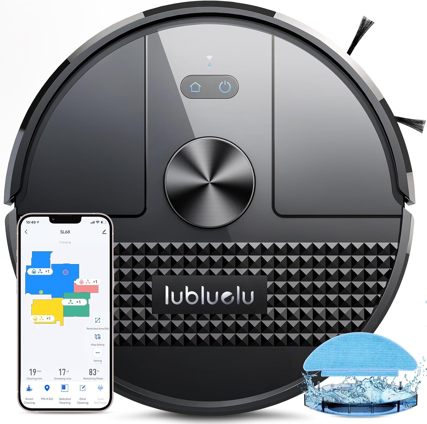 Lubluelu Robot Vacuum Cleaner with Mop 4500Pa,3 in 1 Robotic Vacuum, Laser Navig...