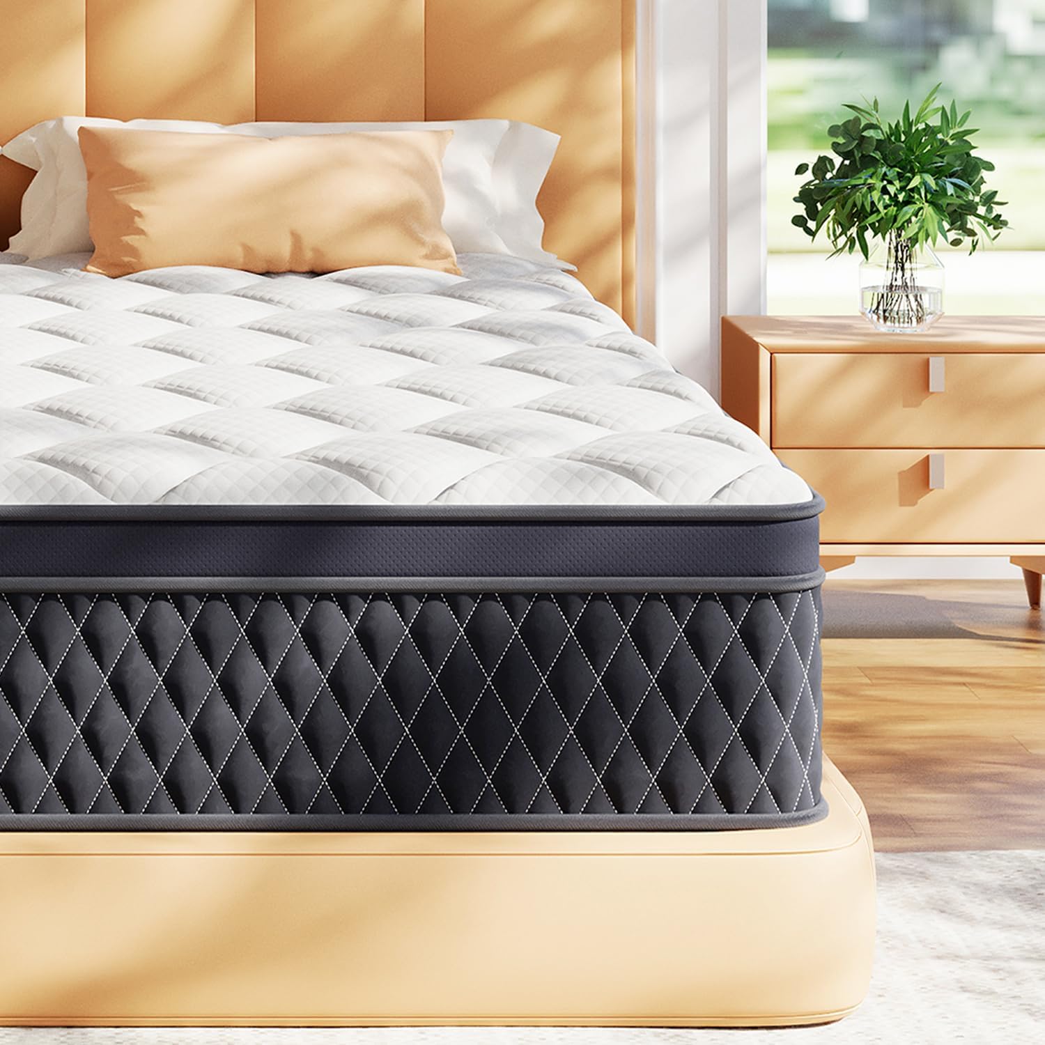 ELEMUSE Double Mattress 10.6 inch, Memory Foam Pocket Sprung Mattress 4FT6, Medi...