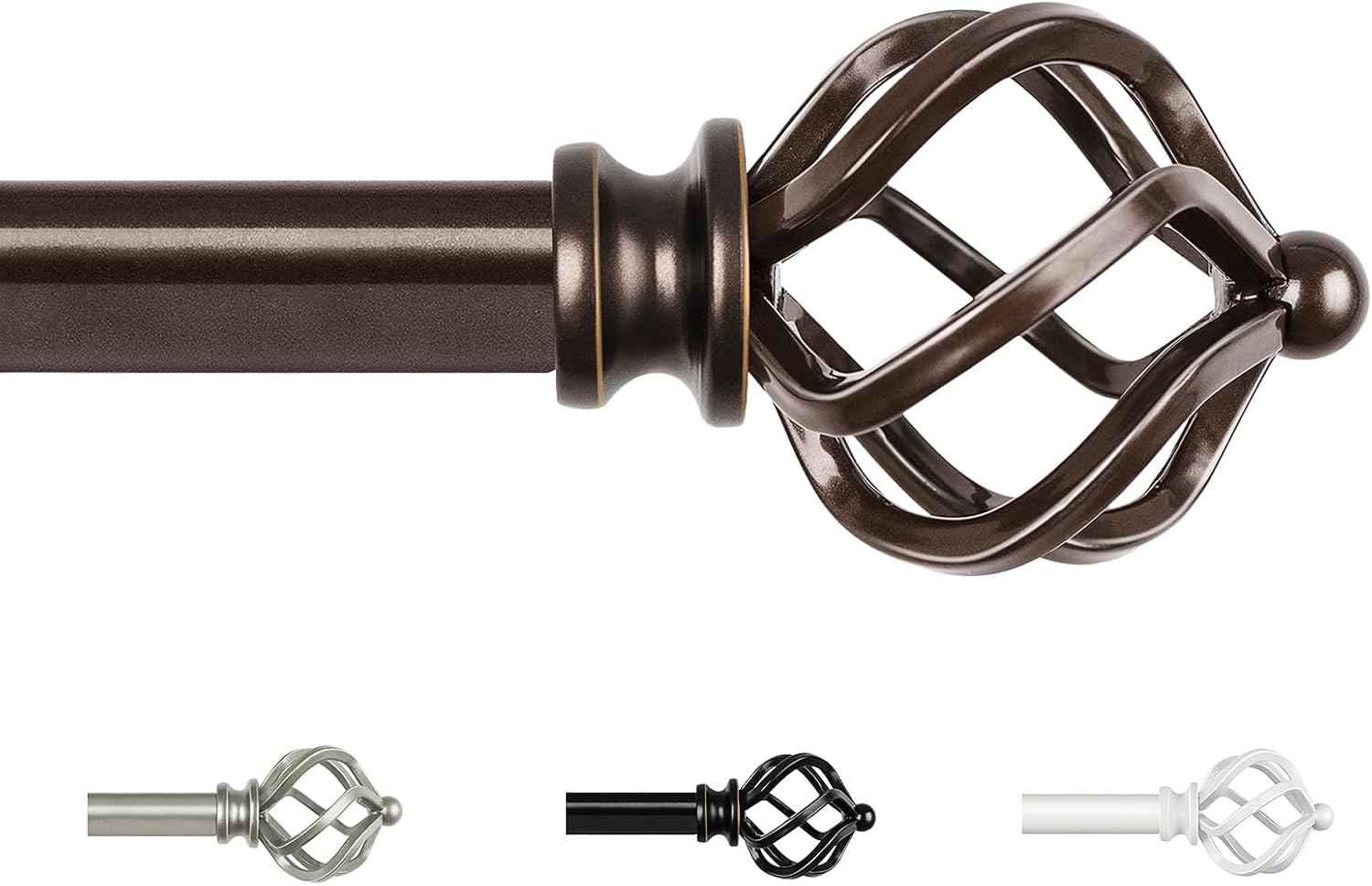 KAMANINA Bronze Curtain Poles 80 to 148 cm, Adjustable Decorative Window Curtain...