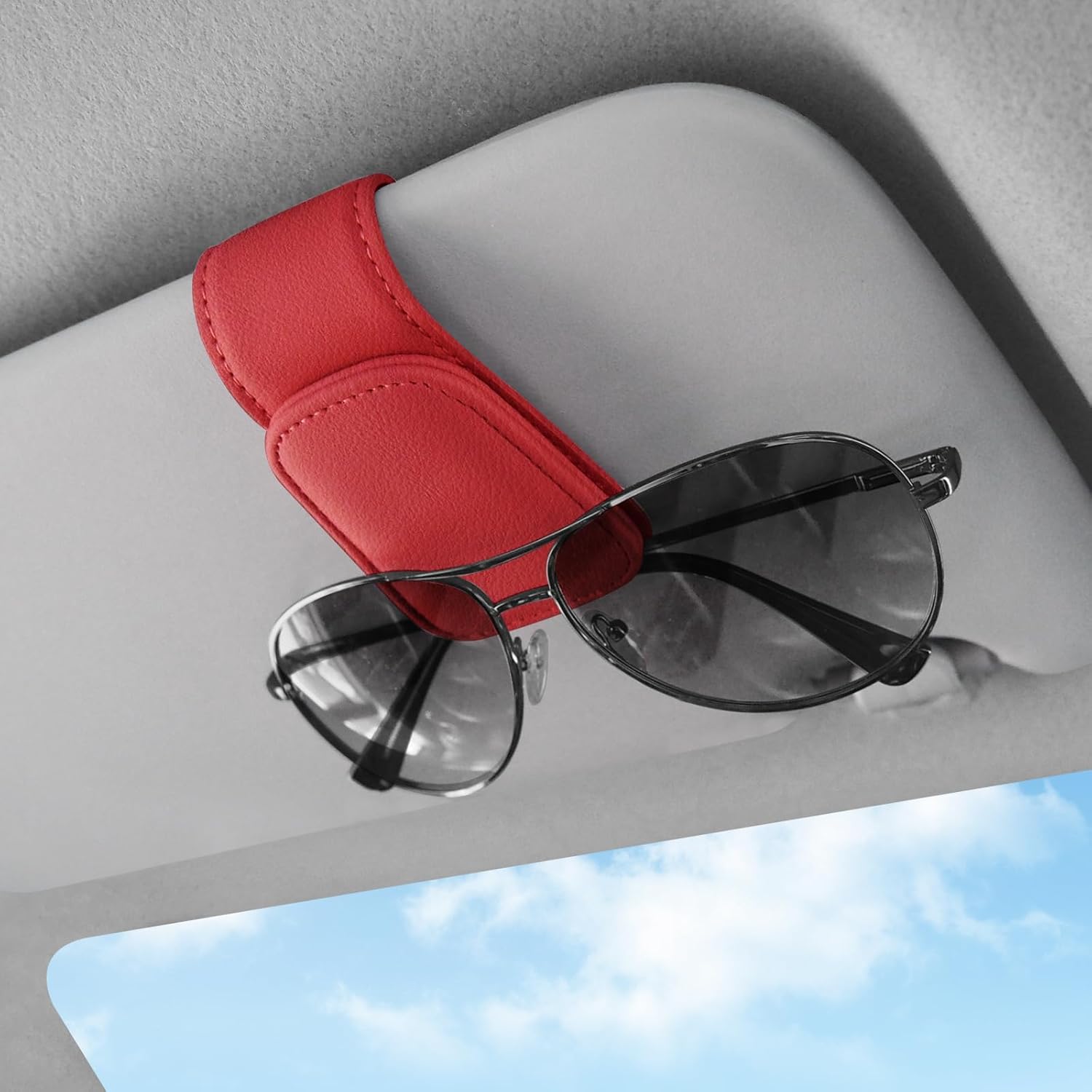Sunglasses Holders for Car Visor,Car Magnetic Glasses Holder Leather Sunglasses...