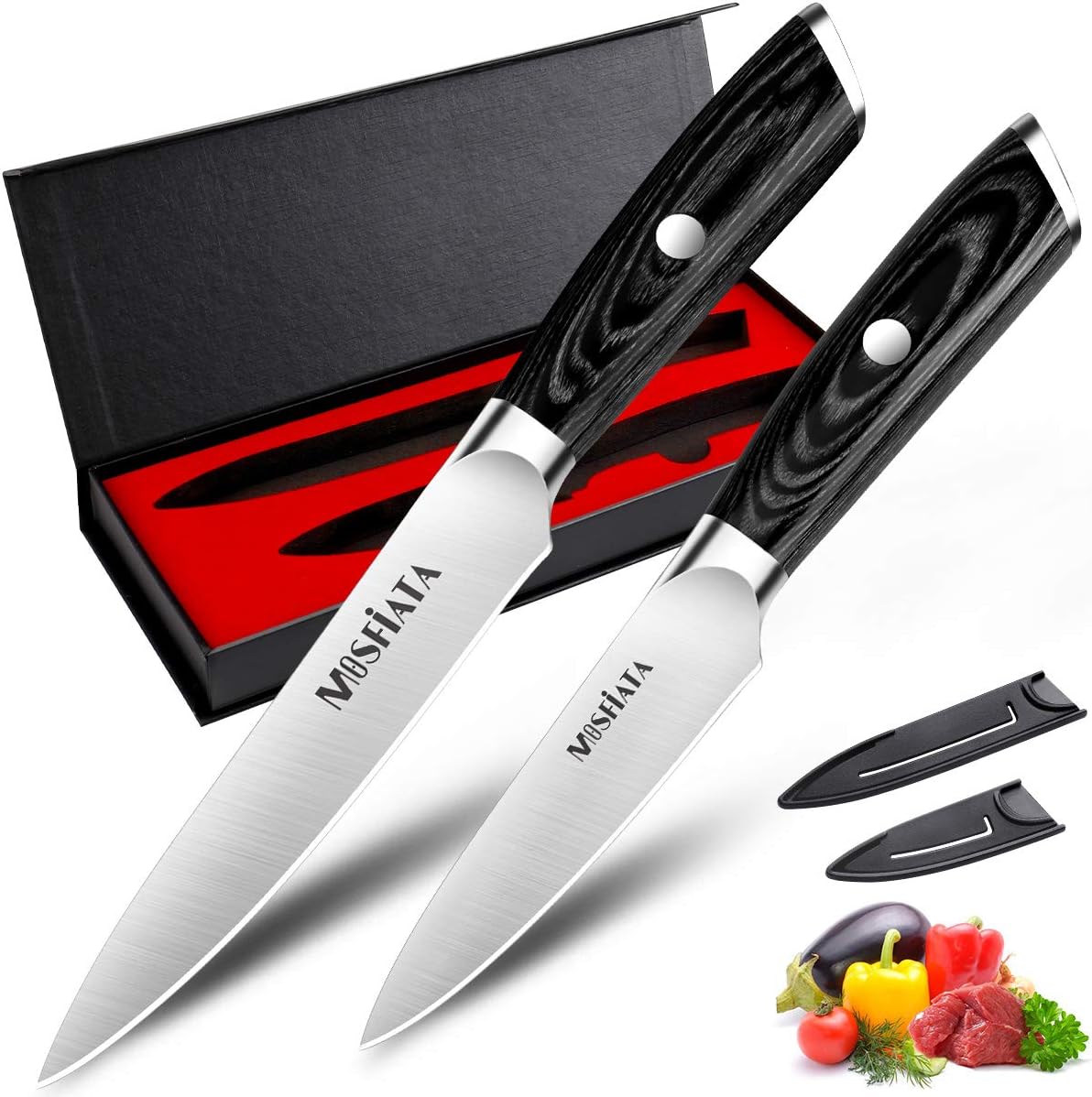 MOSFiATA Kitchen Knife Set 5”/13cm Chef Knife Cooks All Purpose and 3.5”/9cm Par...
