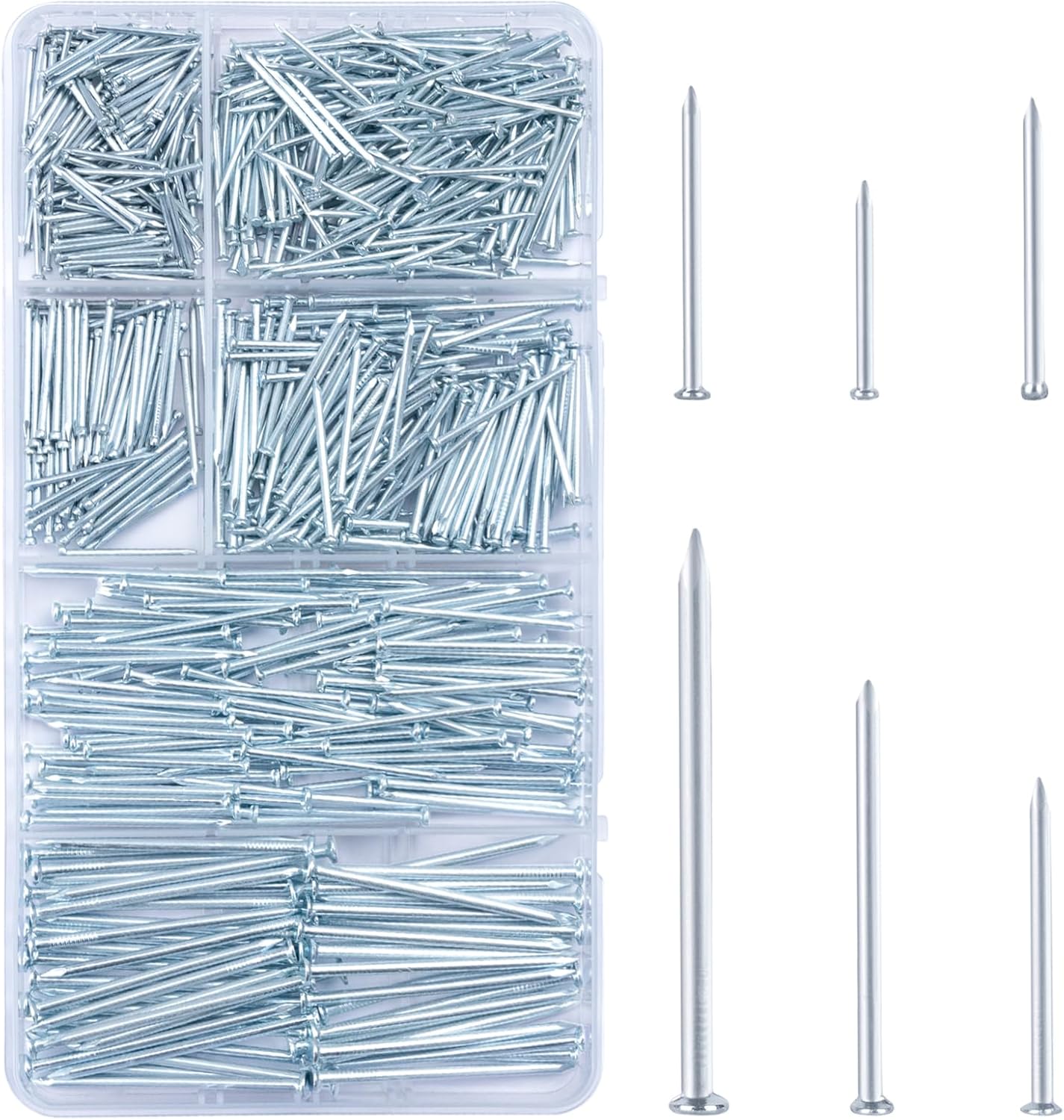 KURUI 700pcs Hardware Nails for Hanging Pictures, Assorted Kit, Up to 2" Long, S...