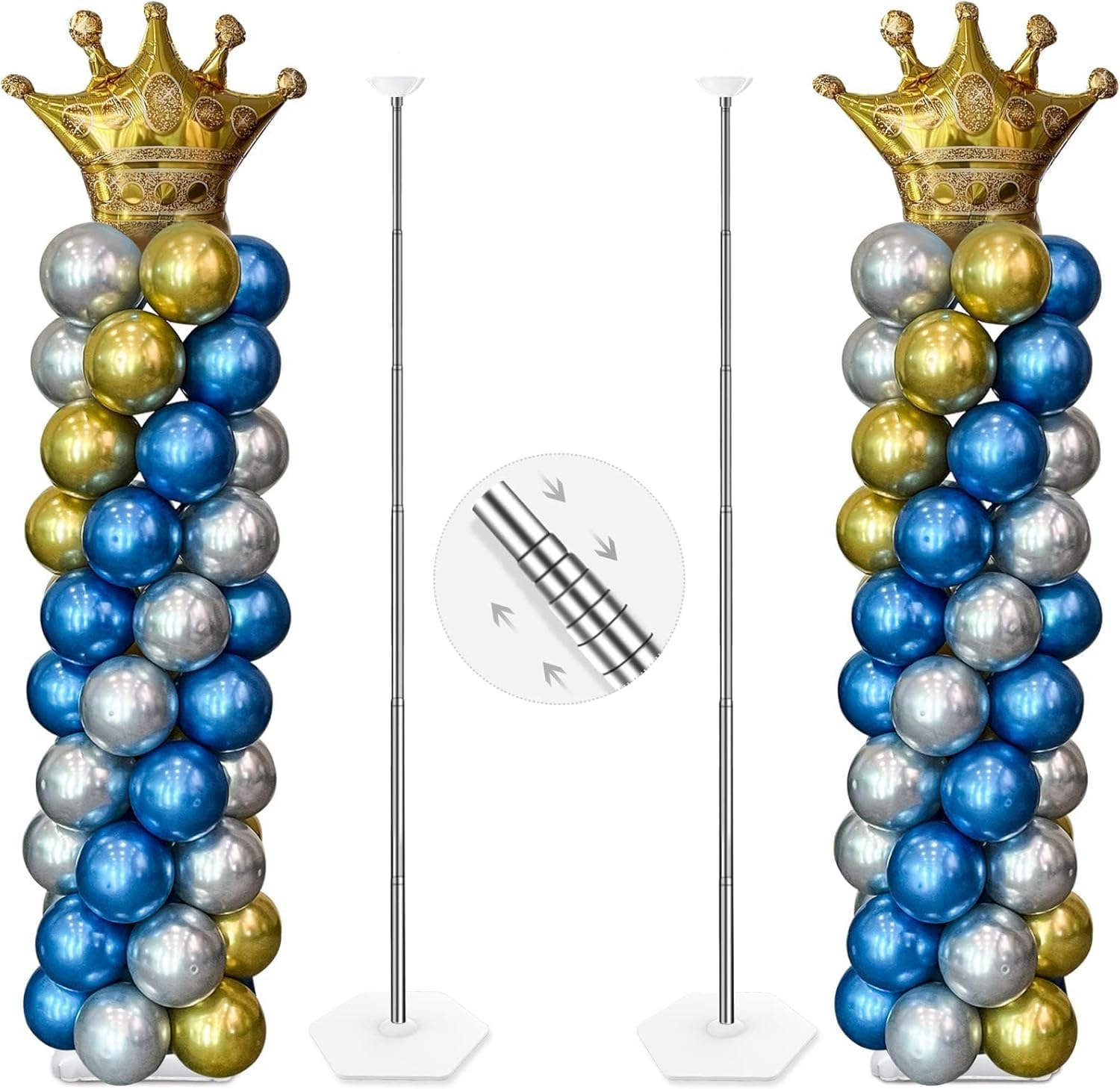 YALLOVE Balloon Column Stand Kit, Set of 2, 2m Height Adjustable Balloon Tower P...