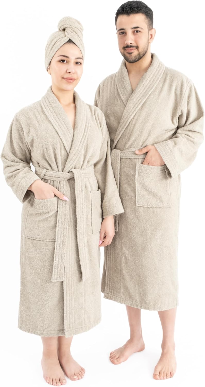 American Soft Linen 100% Cotton Robes for Women and Men, Soft Lightweight Quick...