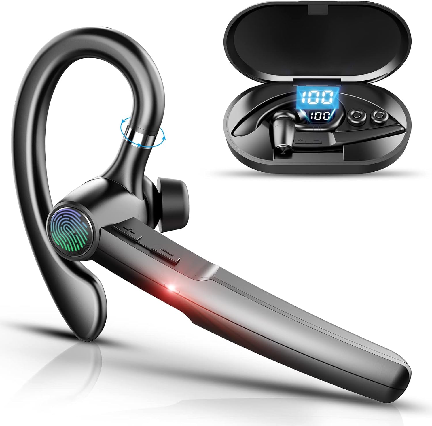 Bluetooth Headset,12Hrs Talk extendable to 48Hrs (using portable charging box),...