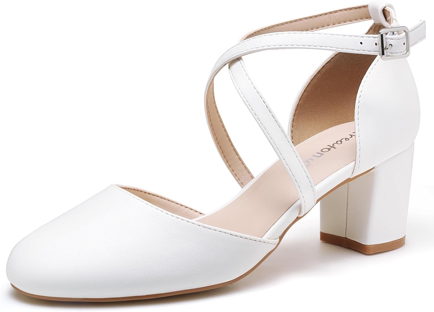 Greatonu Womens Court Shoes Mid Heel Chunky Dress Sandals Ladies Ankle Strap Wed...