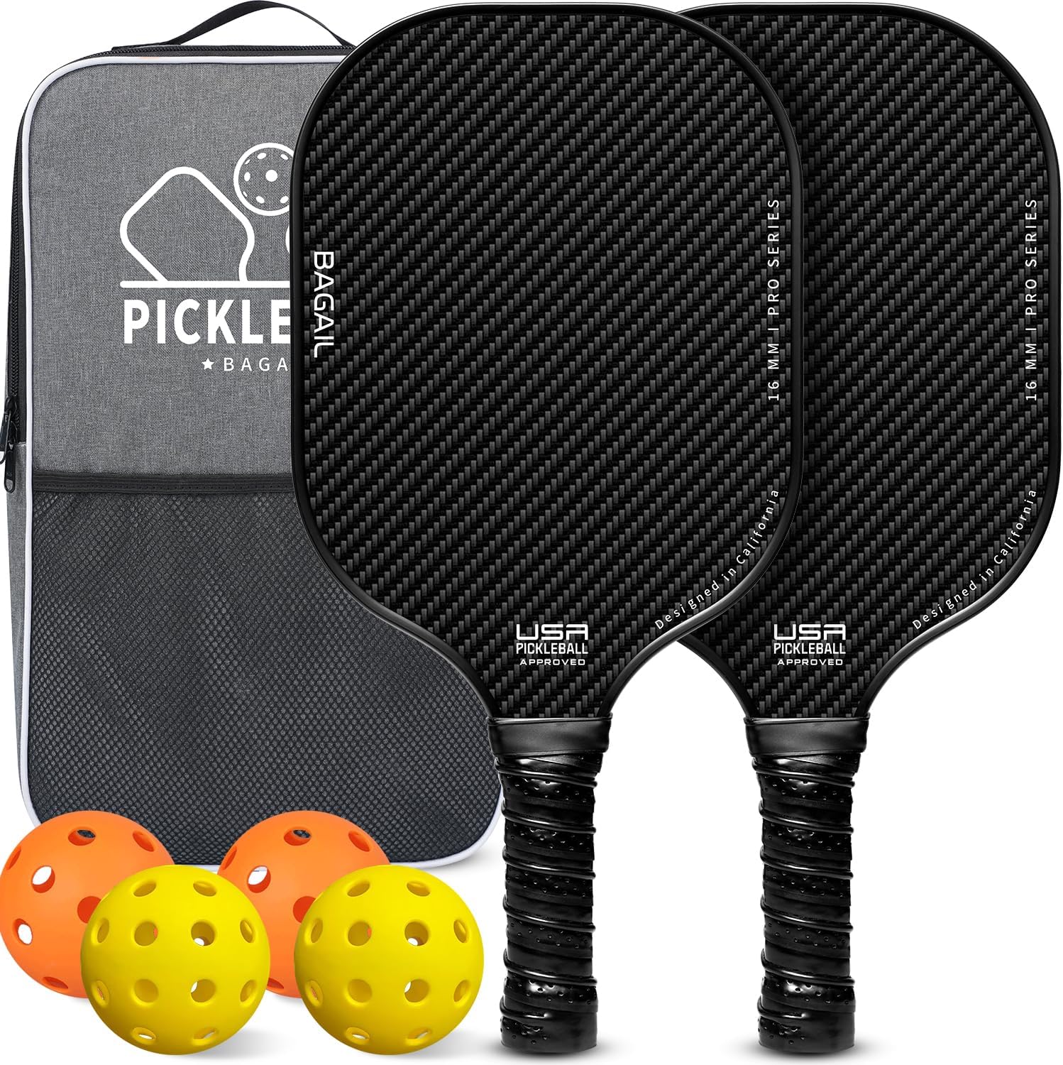 BAGAIL Pickleball Paddles, USAPA Approved Fiberglass Surface Pickleball Set, Lig...