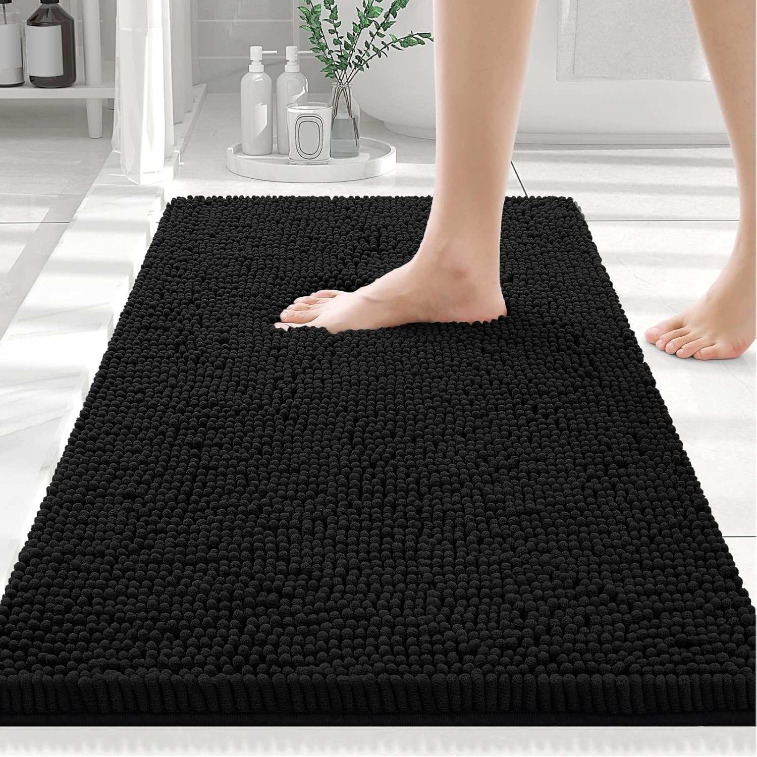Smiry Luxury Chenille Bathroom Rugs 24x16, Extra Soft and Absorbent Shaggy Bath...