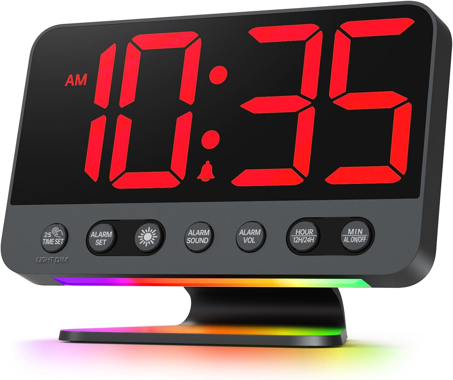 Digital Alarm Clocks for Bedrooms: Large Bold Number 5 Brightness Dimmer - Easy...