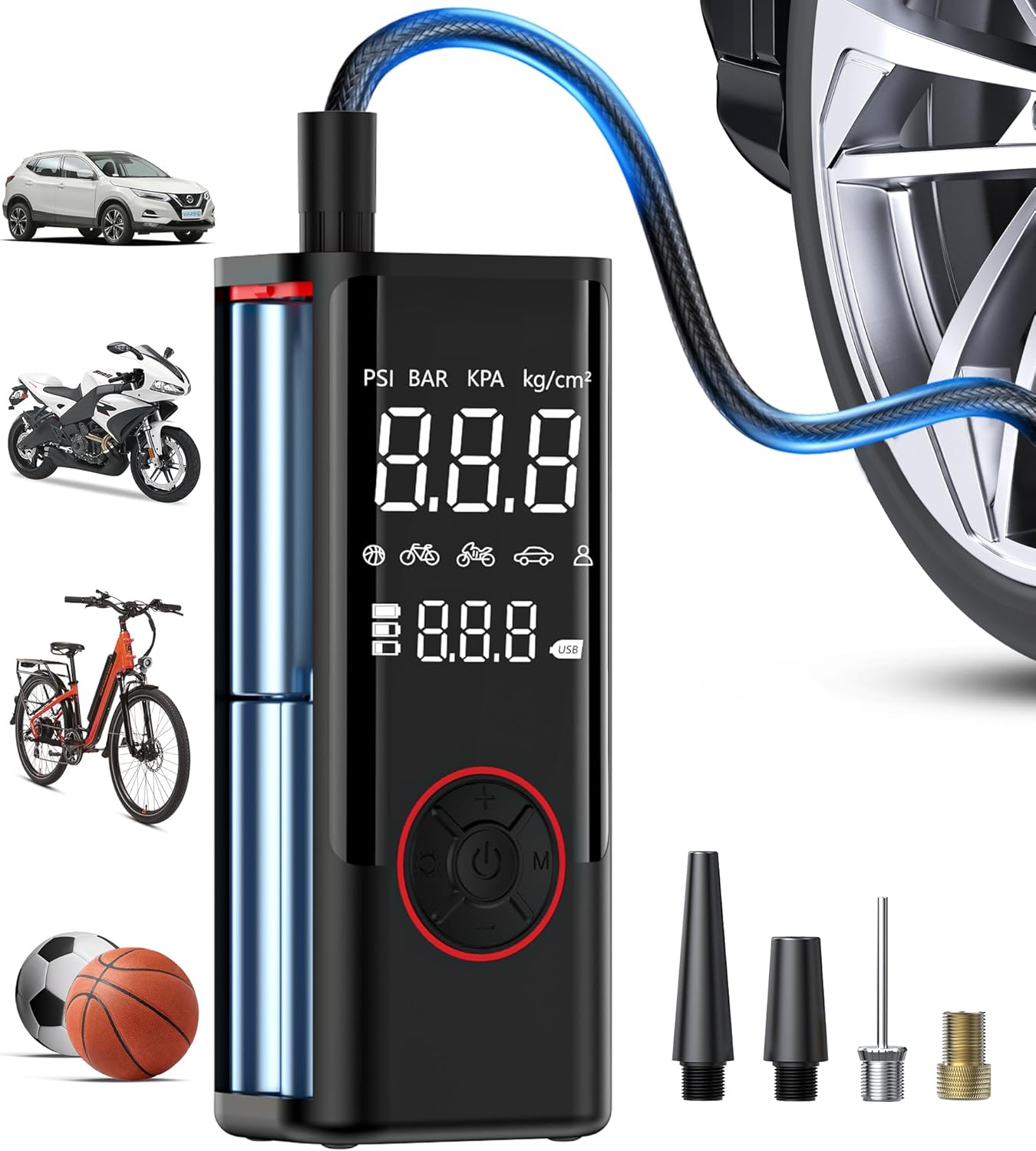 Tire Inflator Portable Air Compressor, 150 PSI Cordless Air Pump for Car Tires,...
