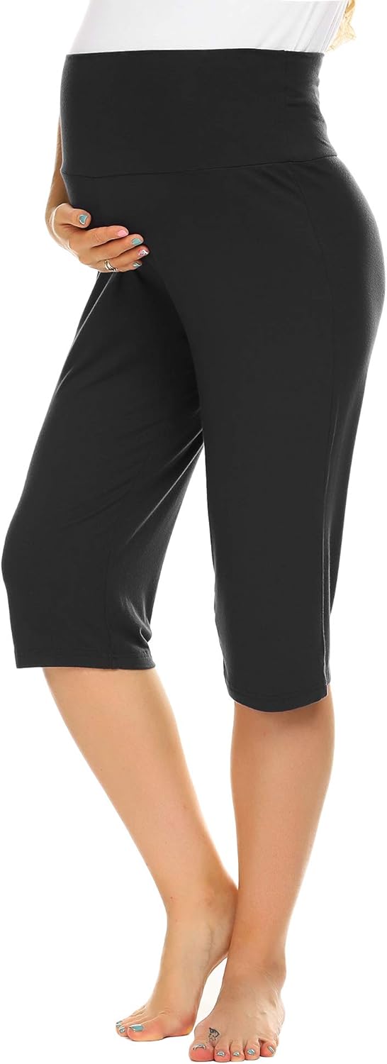Ekouaer Maternity Shorts for Women Maternity Capris Yoga Pregnancy Short Pants S...