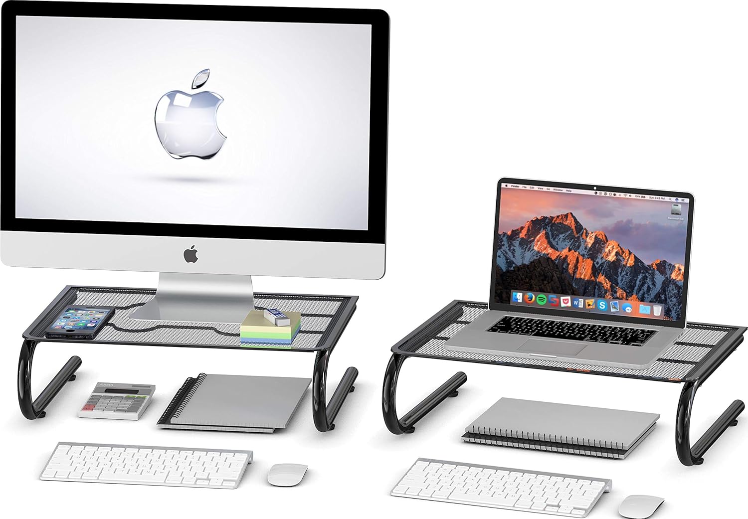 Simple Houseware Mesh Monitor Stand Riser, Black, 2 Pack