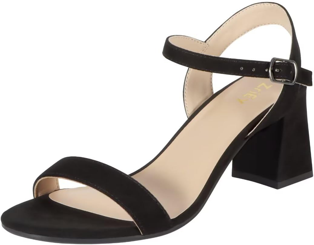 ZriEy Mid-height Chunky Block Heels for Women Heeled Sandals 2.8 Inch Open Toe A...