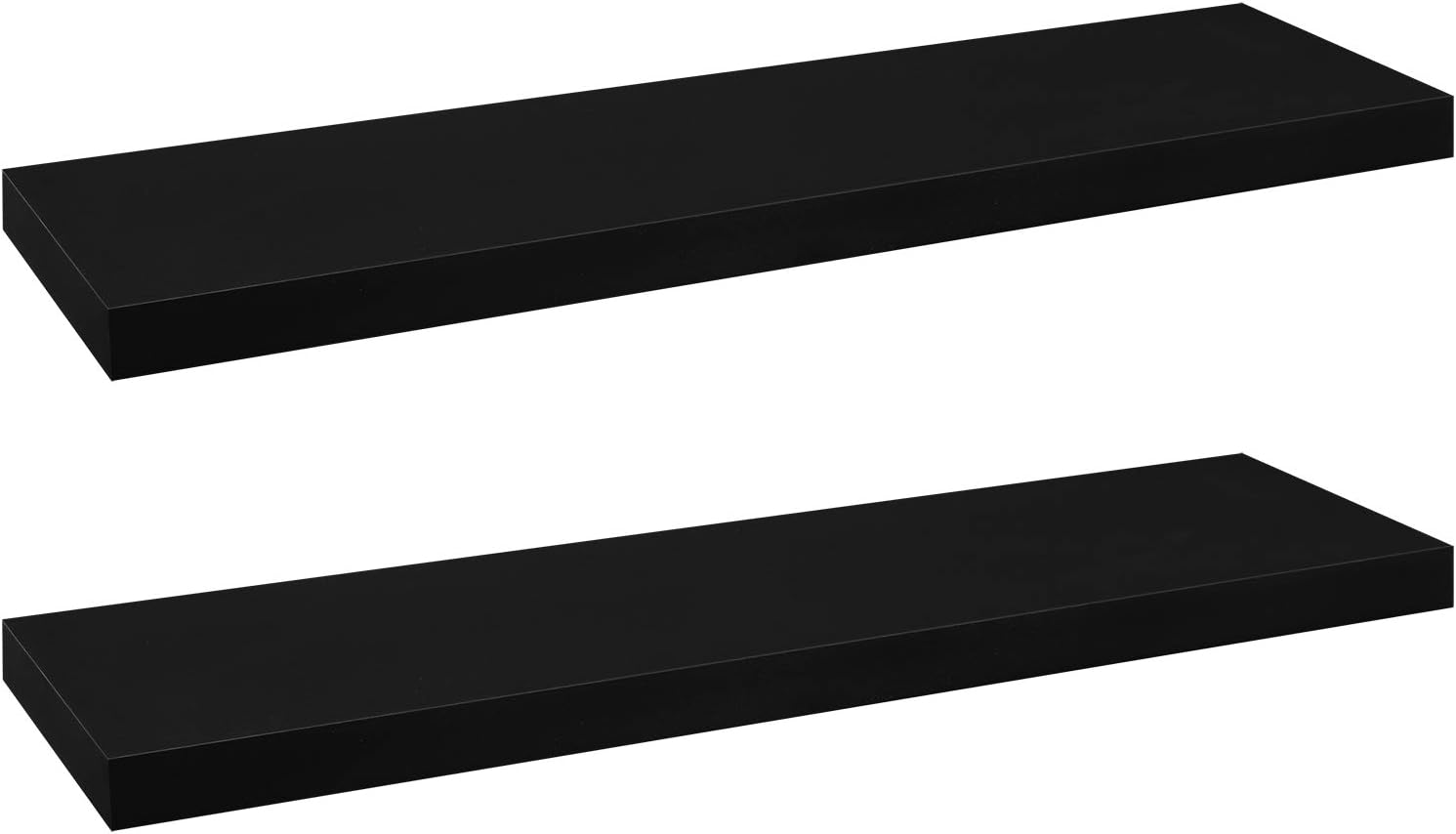 eSituro Floating Shelves, Set of 2 Large Black Wall Shelves,Simple to Install Wo...
