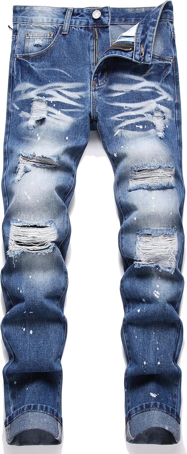 RXXKKK Men's Regular Slim Fit Jeans 42 1013 Blue