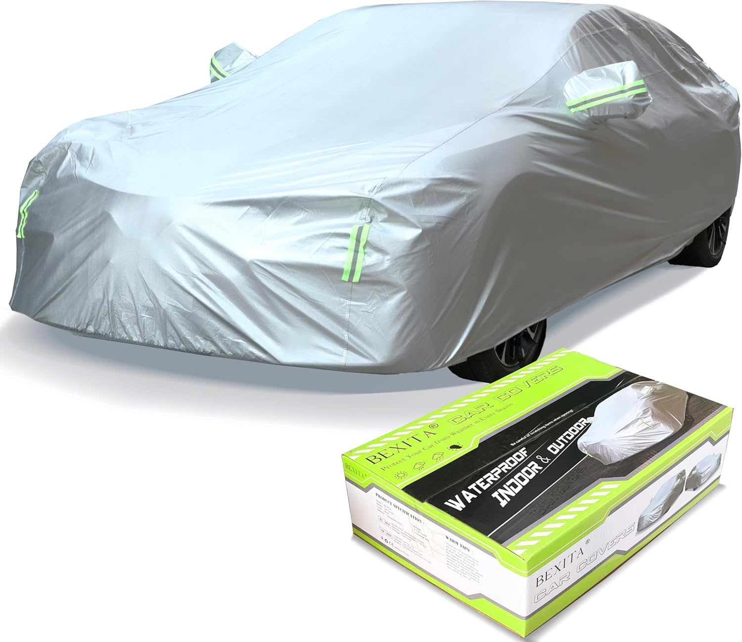 BEXITA Car Covers Waterproof Outdoor Full Car Cover for All Weather Windproof Sn...