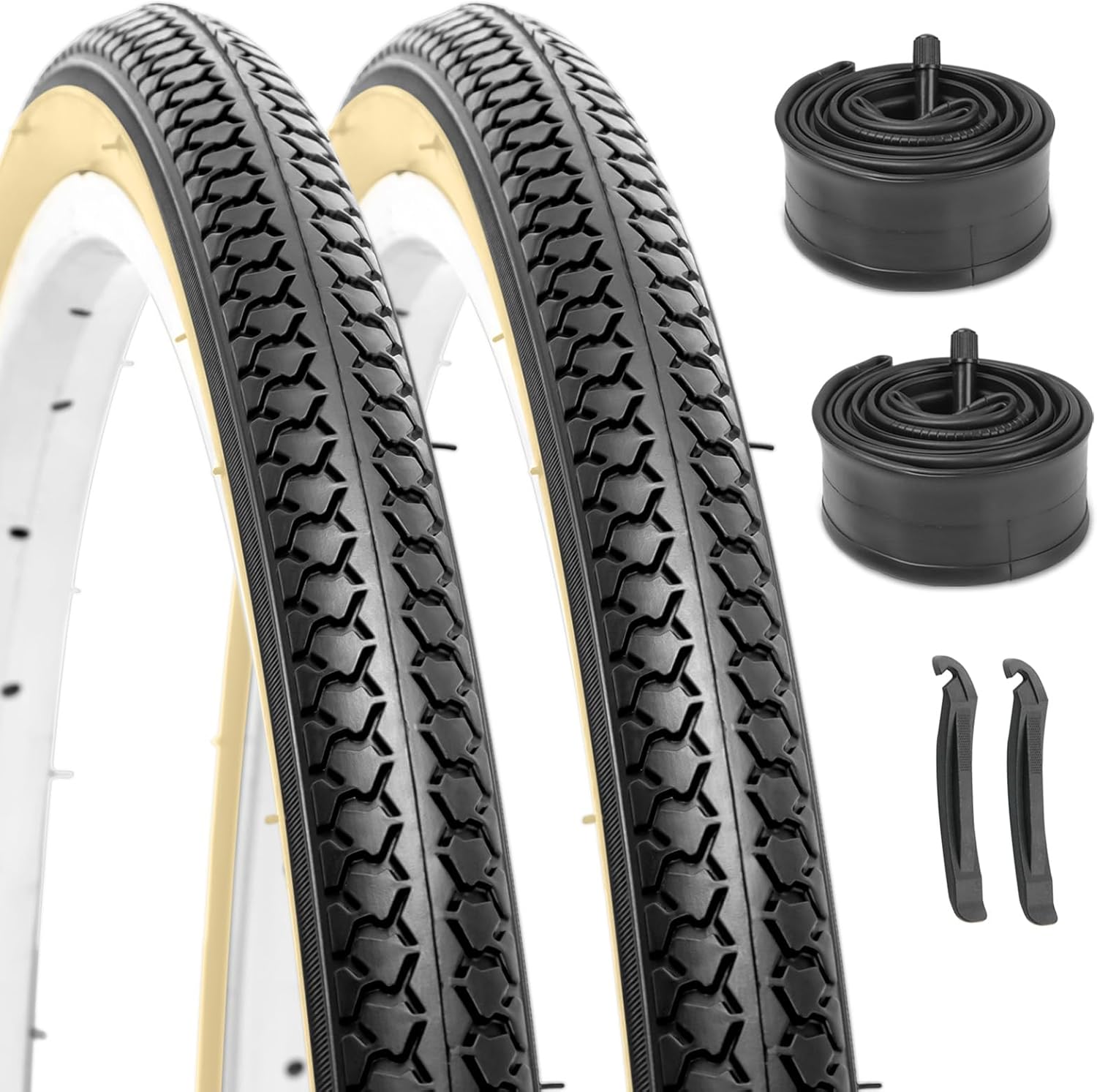 Hycline 26 Inch Bike Tires Set: 2-Pack 26X1 3/8 inch (37-590mm) Folding Replacem...