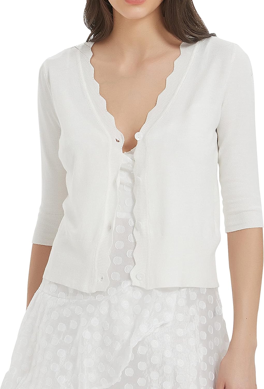 Women's Short Sleeve Cropped Cardigan Button Down Sweater Lightweight Knit Shrug...