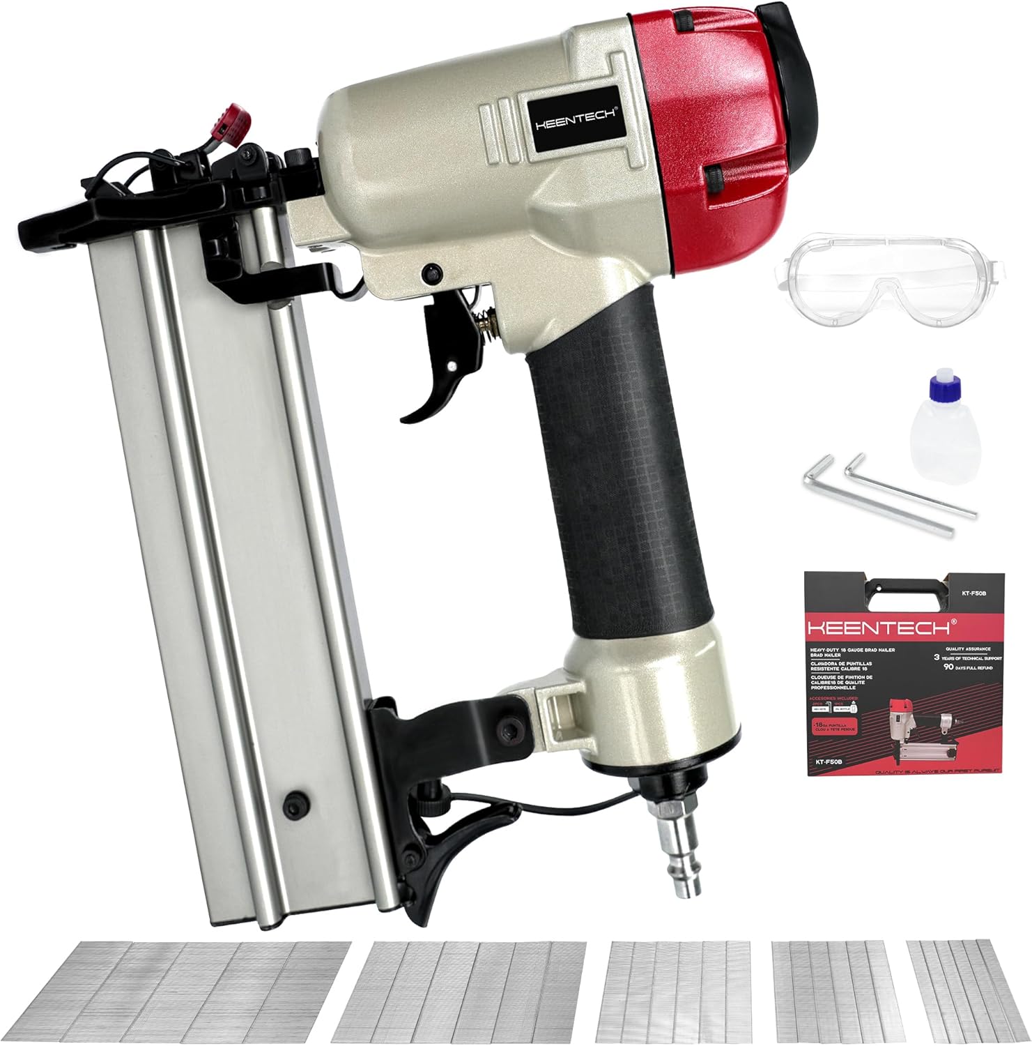 KEENTECH Pneumatic Brad Nailer Kit, Aluminum Magazine, Fires 18 Gauge 5/8" to 2"...