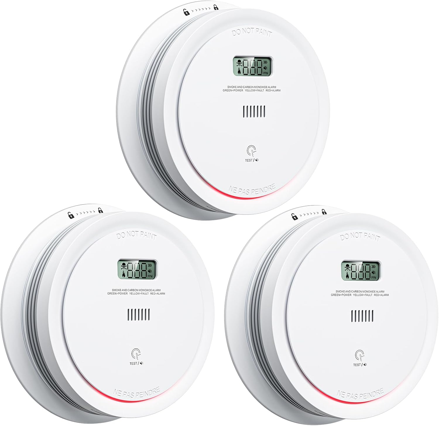 Smoke Detector Carbon Monoxide Detector Combo Battery Powered, 2 in 1 Fire & CO...