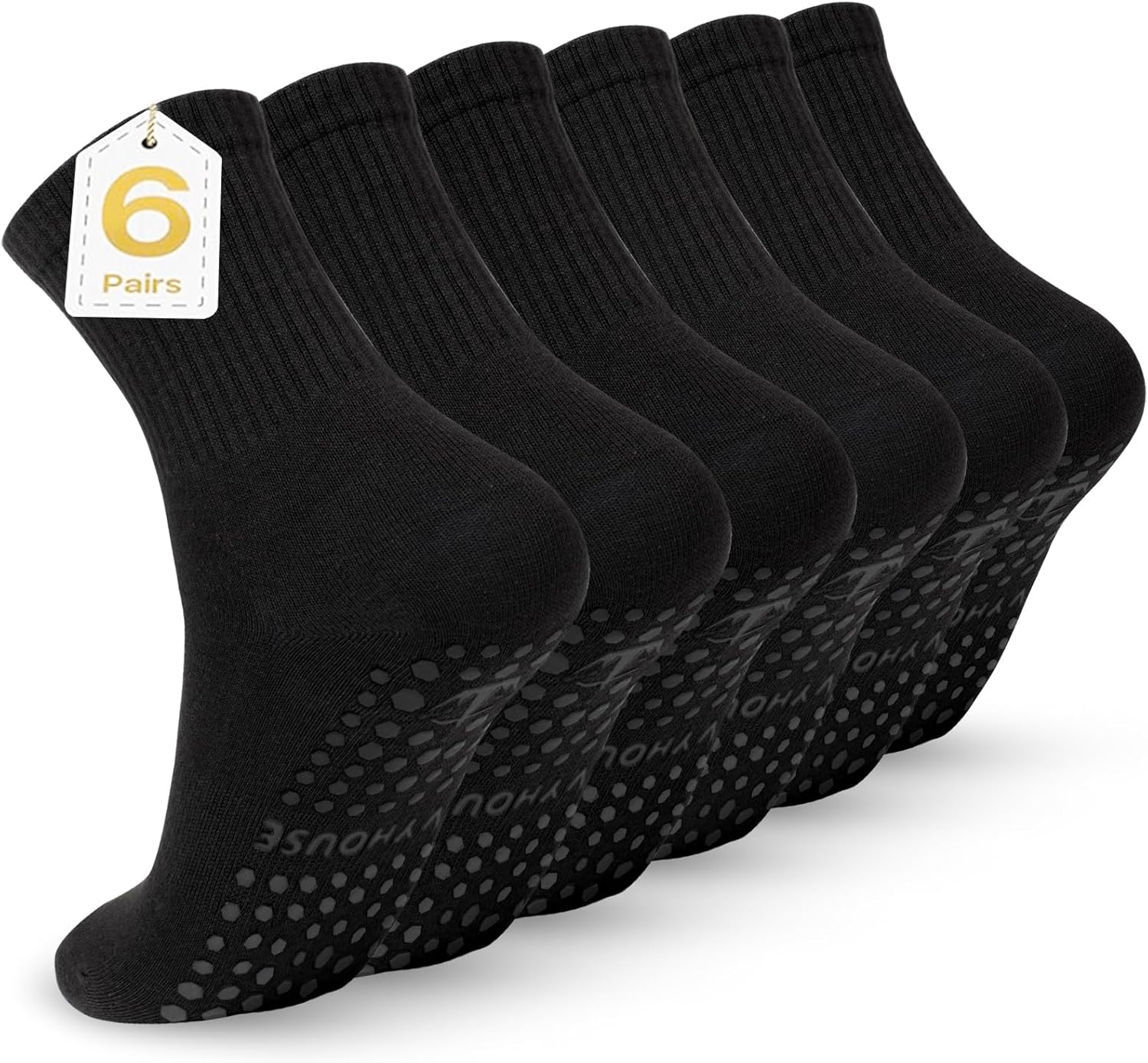 Pilates Yoga Socks with Grips for Women - Crew Length Ballet Barre Socks - Stick...