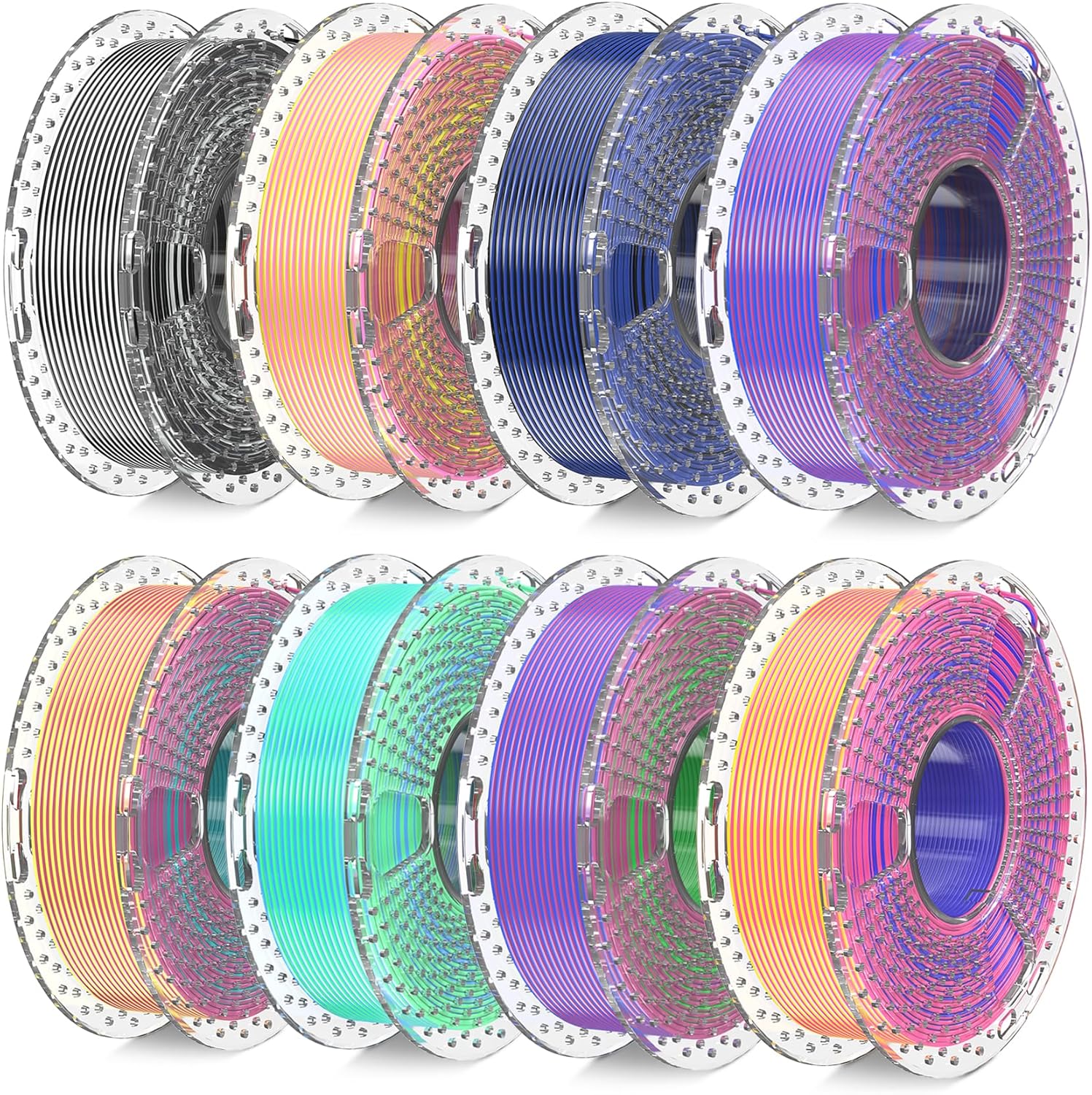 SUNLU 3D Printer Filament Bundle - Dual & Triple Color Silk Filament, Vacuum Pac...