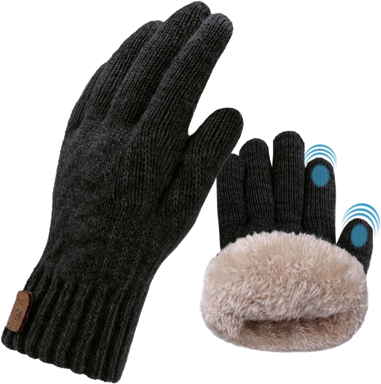 lifwimner Winter Gloves for Men Thermal Touch Screen Gloves with Fleece Lining S...