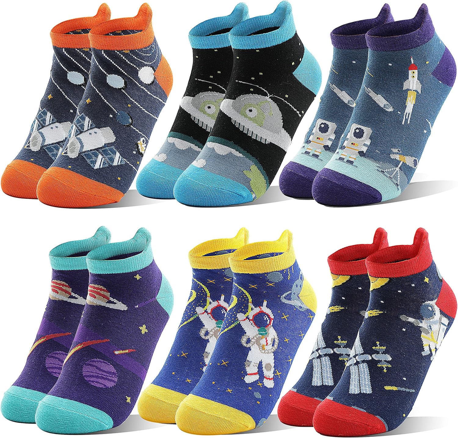 Kids Boys Ankle Socks No Show Low Cut Funny Cute Cartoon Novelty Cotton Socks 6...