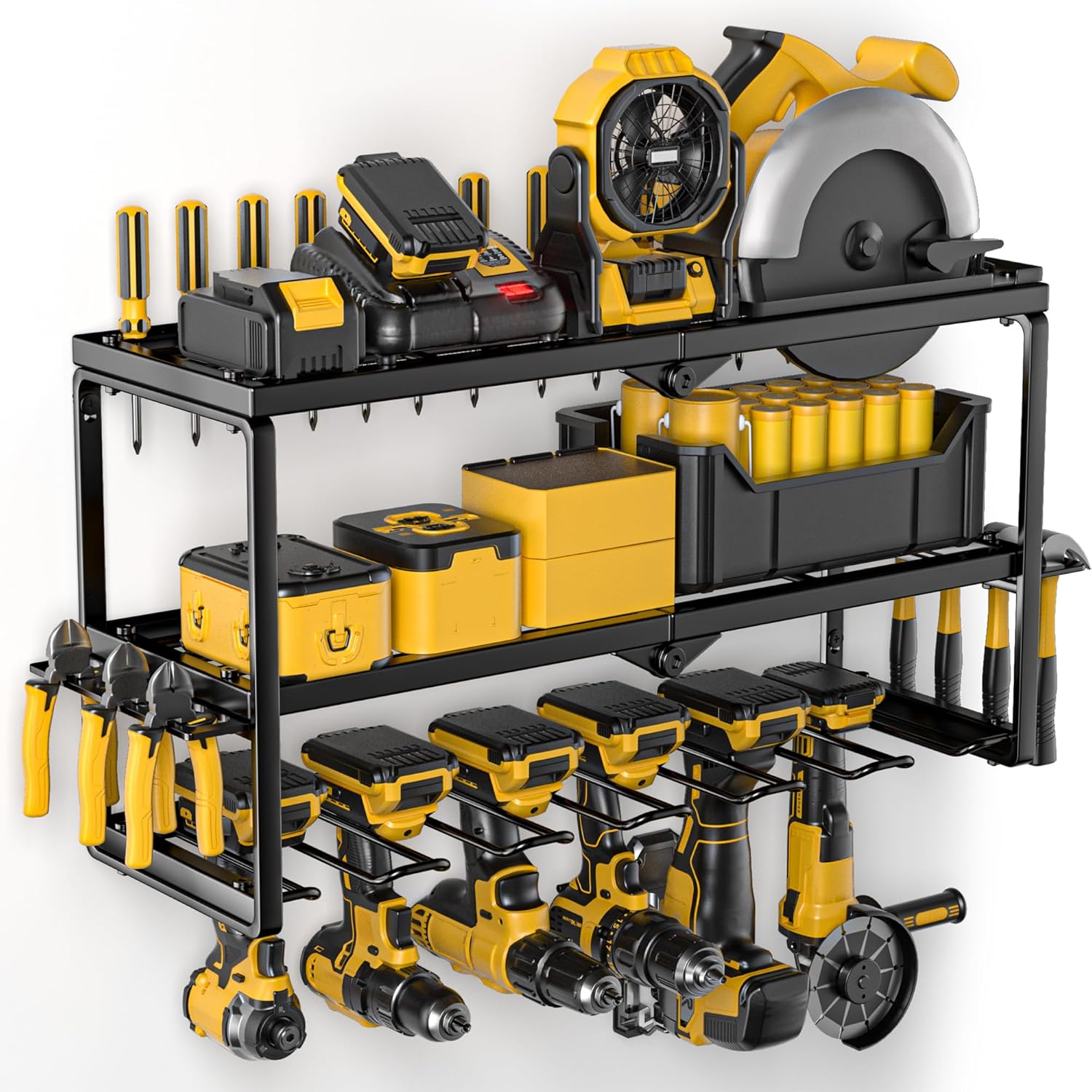 Power Tool Organizer with 6 Drill Holder Wall Mount, 15 Min Assembly & Maximum 1...