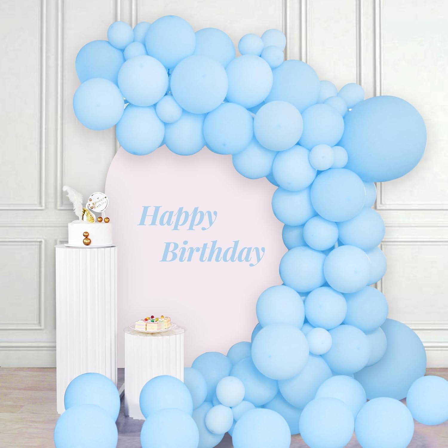 Pastel Blue Balloon 102 PCS Blue Balloon Arch Kit 5/10/12/18 Inch Baby Blue Late...