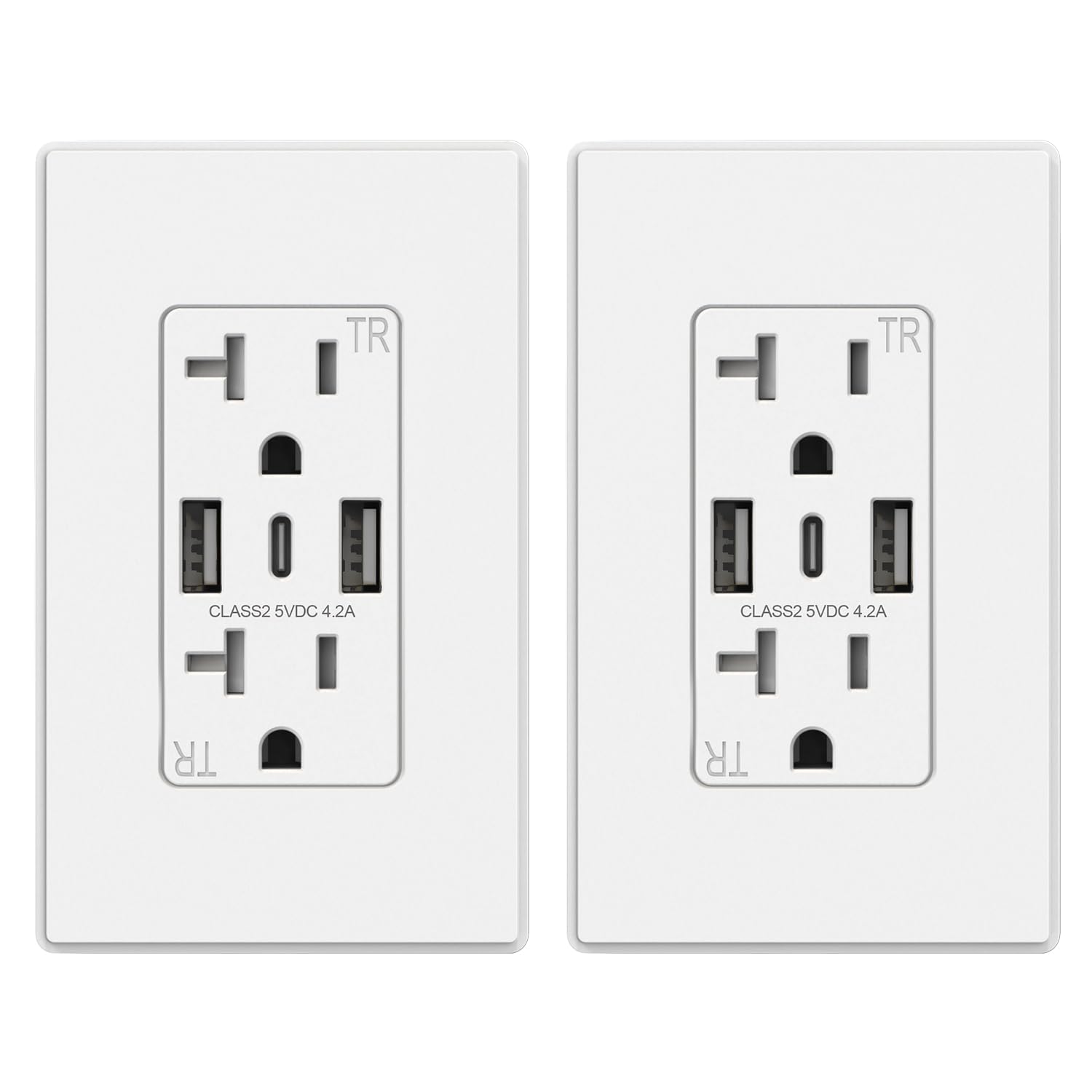 ELEGRP USB Wall Outlets, 3-Ports USB C Wall Outlets Receptacles, Matte White 20...
