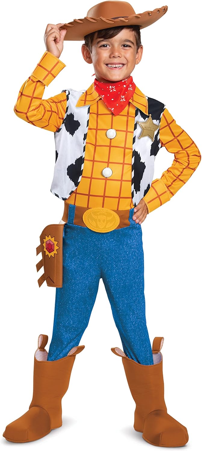 Woody Costume, Official Disney Pixar Toy Story 4 Deluxe Boys Costume (7-8)