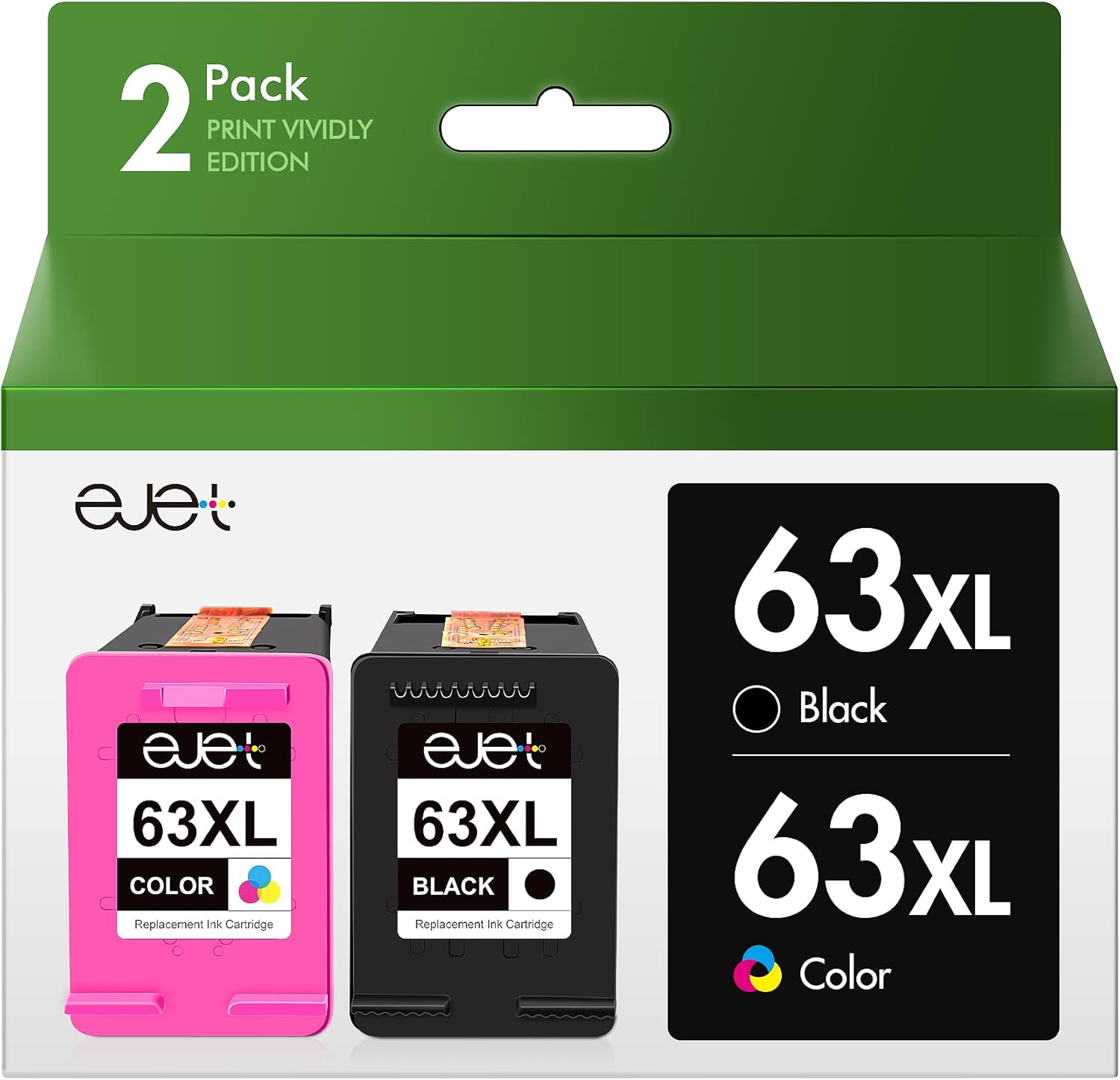 ejet 63xl Ink Cartridge Combo Pack Replacement for HP Ink 63 63XL Ink Cartridges...