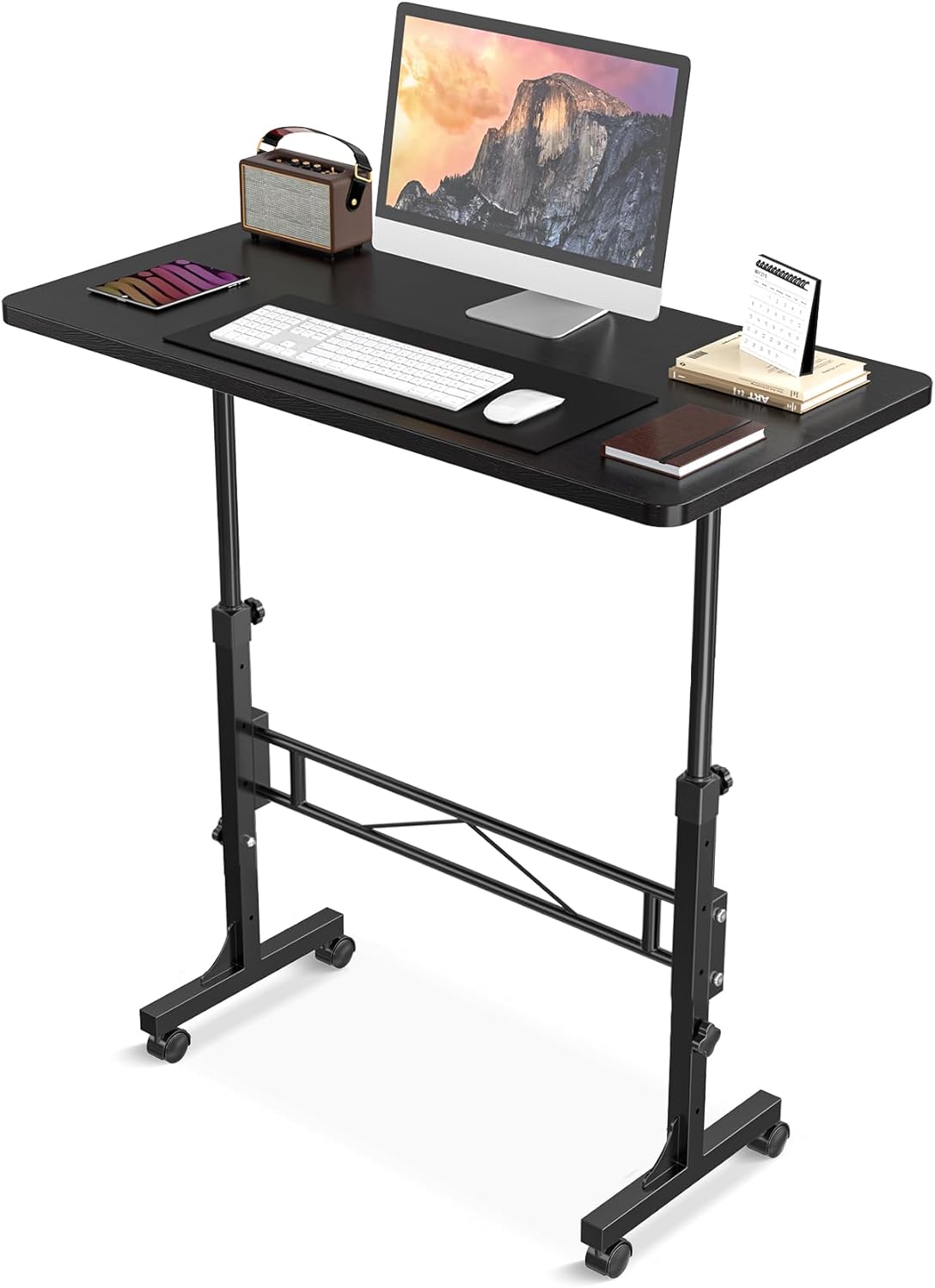 Small Standing Desk Adjustable Height, Mobile Stand Up Desk with Wheels, 32 Inch...