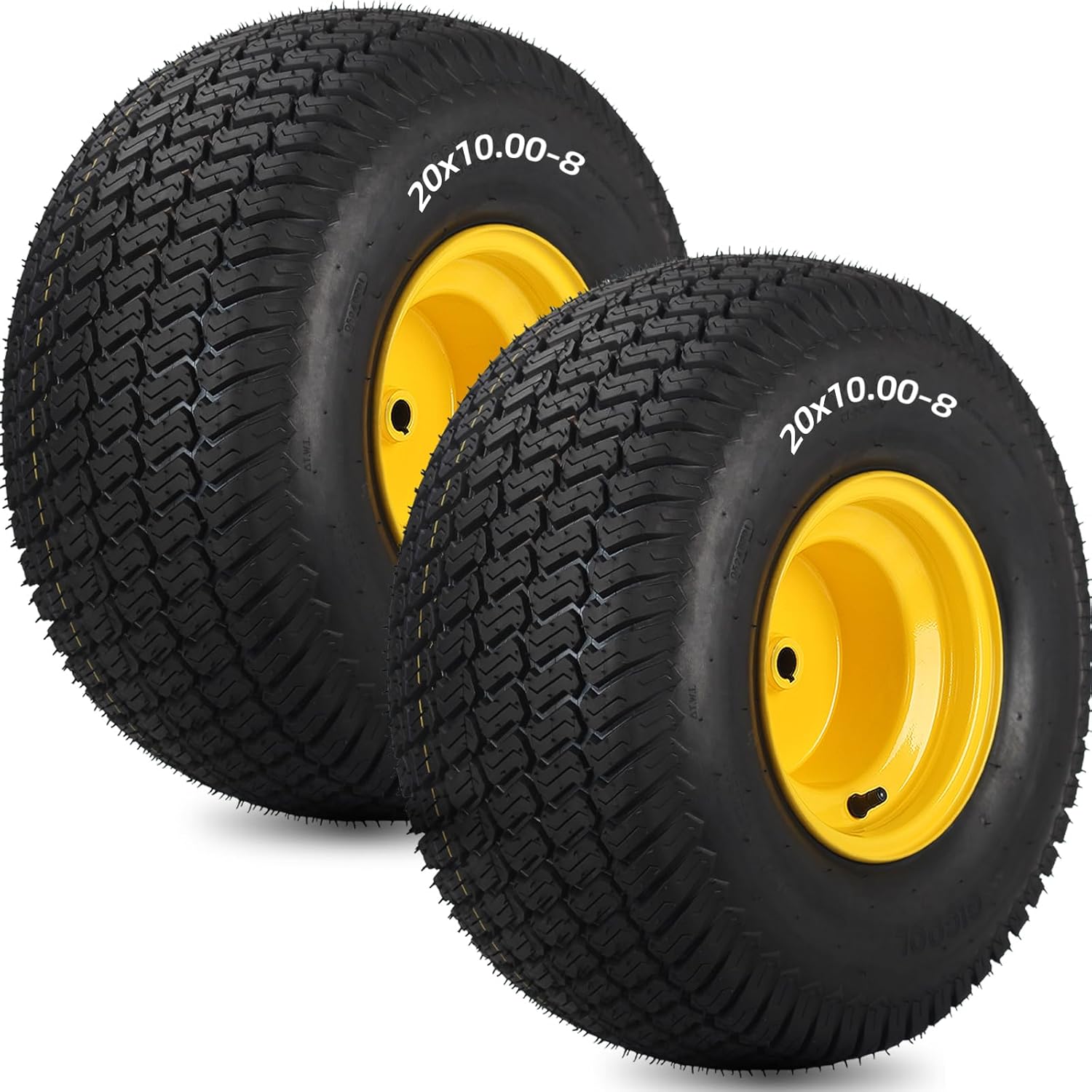 20x10.00-8 Lawn Mower Tire and Wheel, 3/4" Borehole, and 3/16" Keyway, 3.5" Offs...