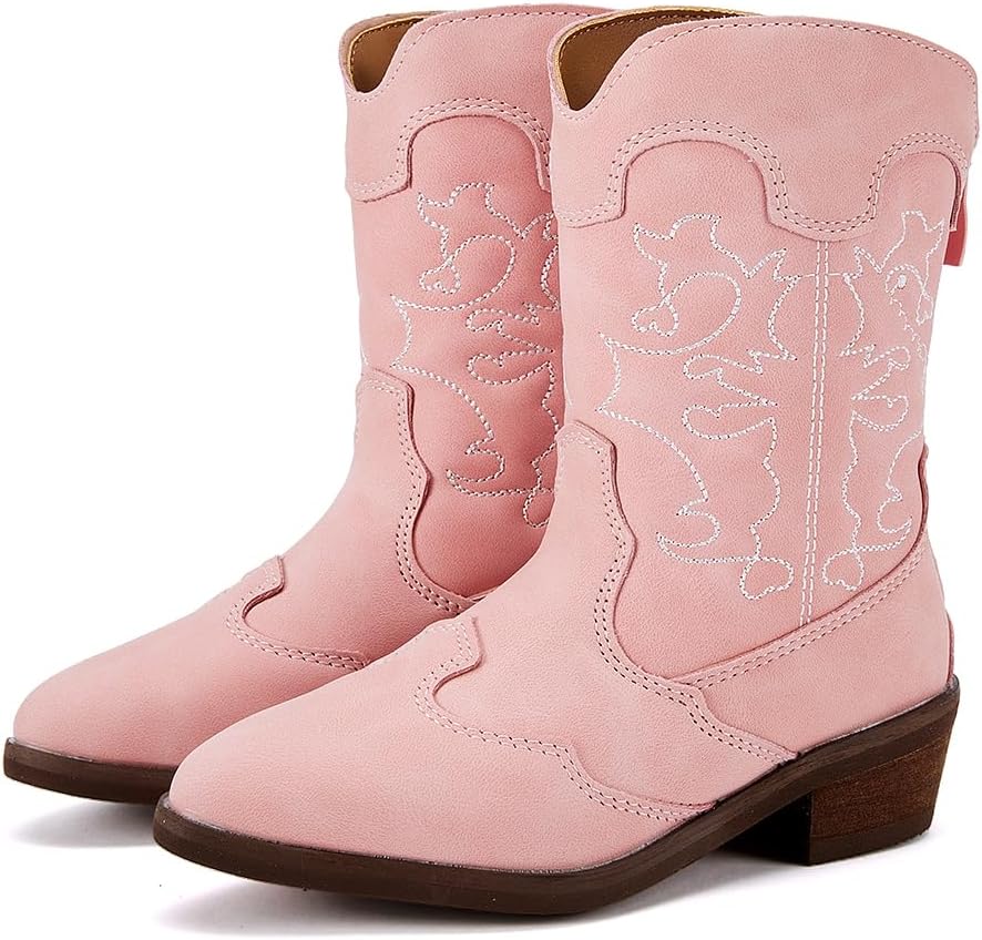 BMCiTYBM Girls Cowgirl Boots Unisex-Child Mid Calf Toddler Cowboy Boots Little K...