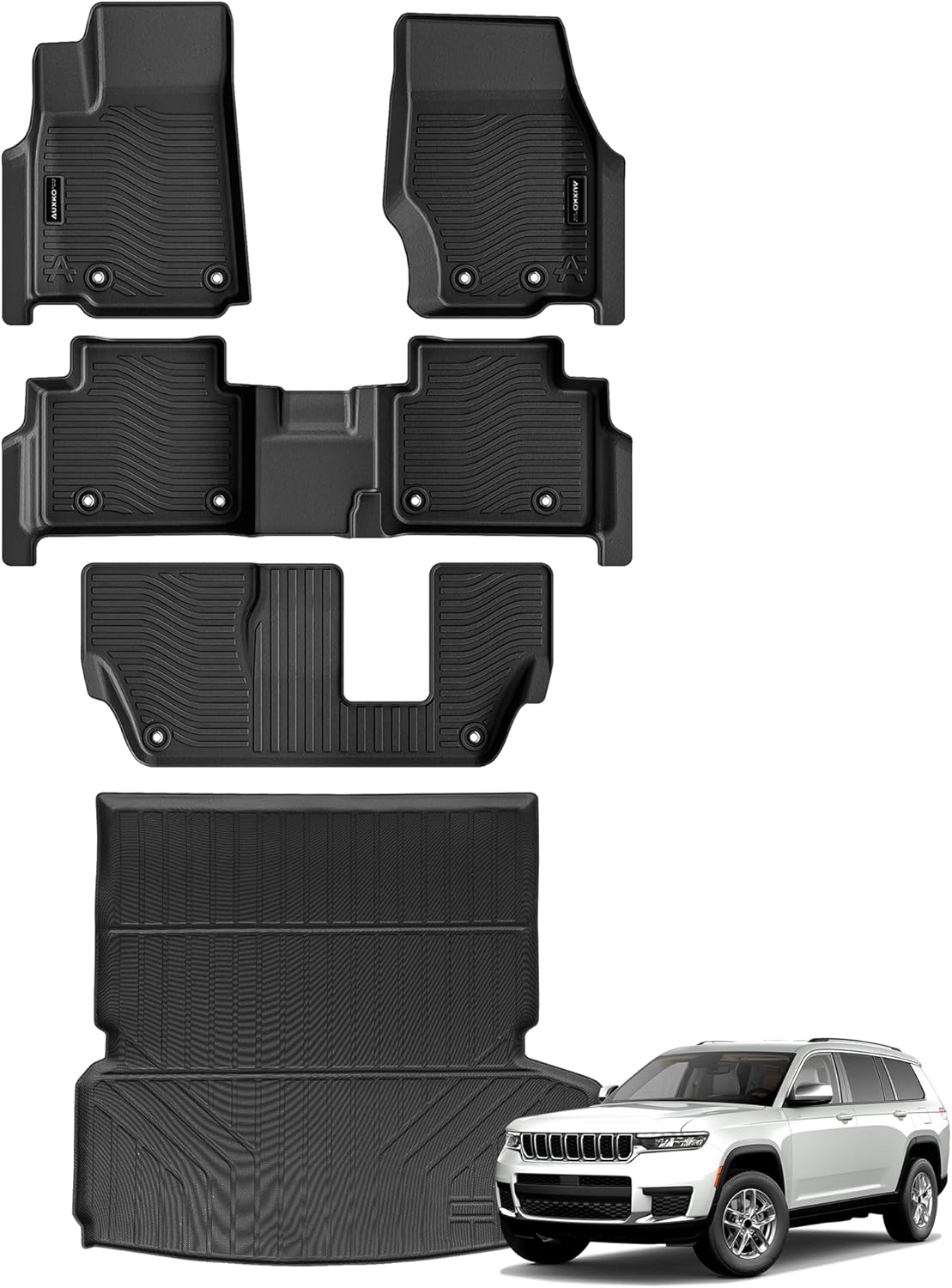 Auxko All Weather Floor Mats Cargo Mat Back Seat Mat Fit for Jeep Grand Cherokee...