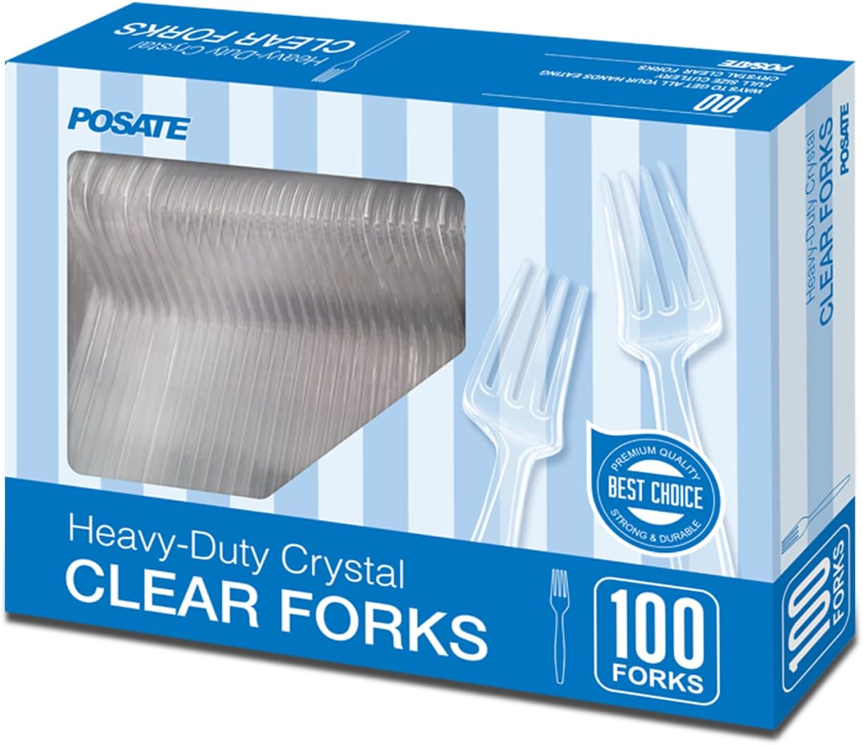 POSATE Heavy Weight Plastic Forks, Clear Disposabl...