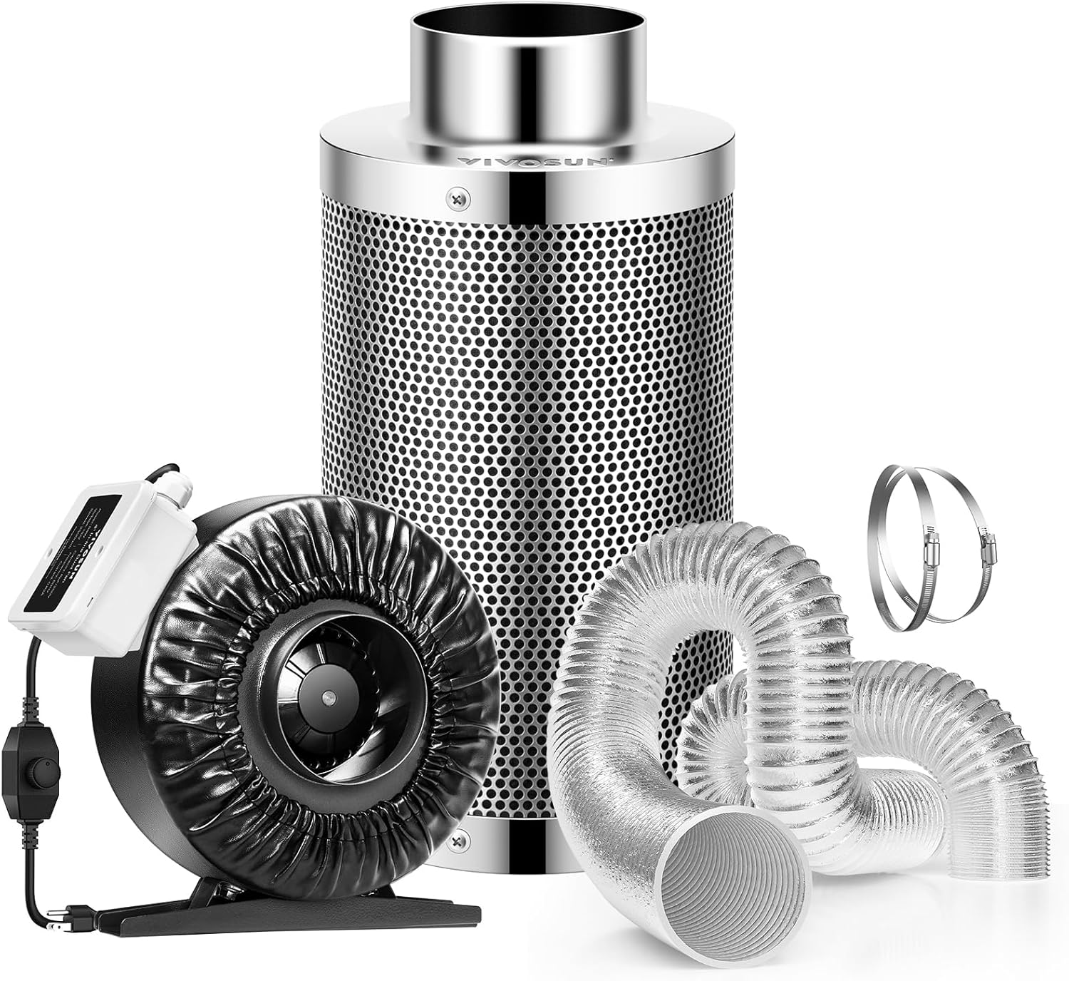 VIVOSUN 4 Inch 203 CFM Inline Fan with Speed Controller and Leather Sheath, 4 In...