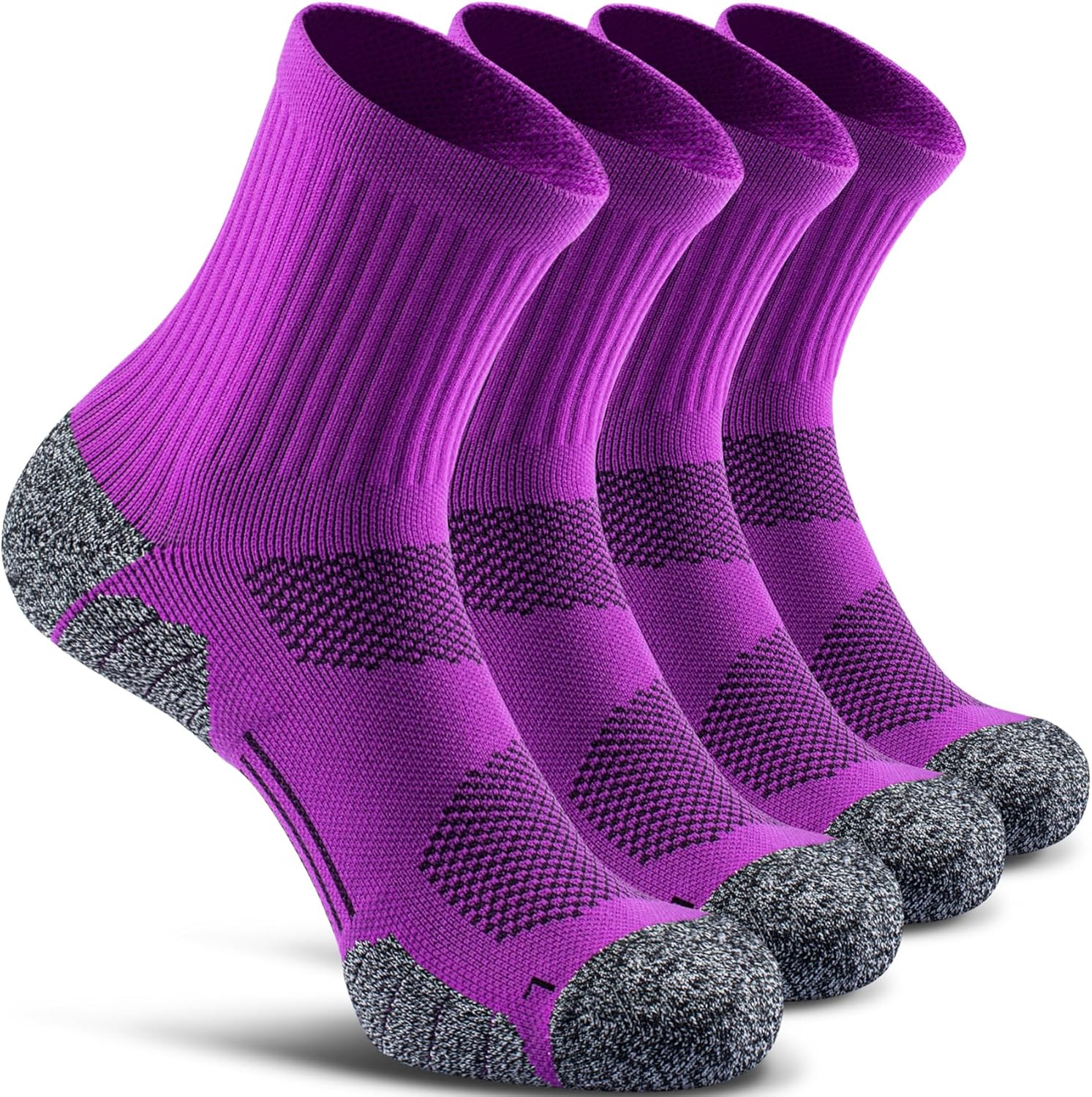 CWVLC Cushioned Compression Sport Quarter Socks for Men Women Youth Large 4-pair...