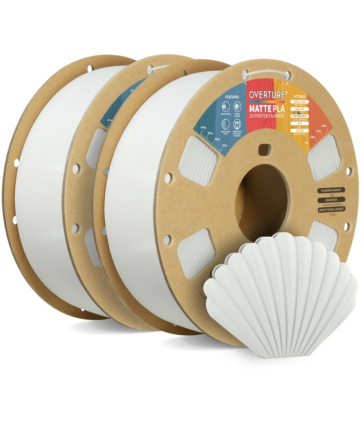 OVERTURE Matte PLA Filament 1.75mm,PLA Matte Filament 1.75mm,2kg Spool (4.4lbs),...
