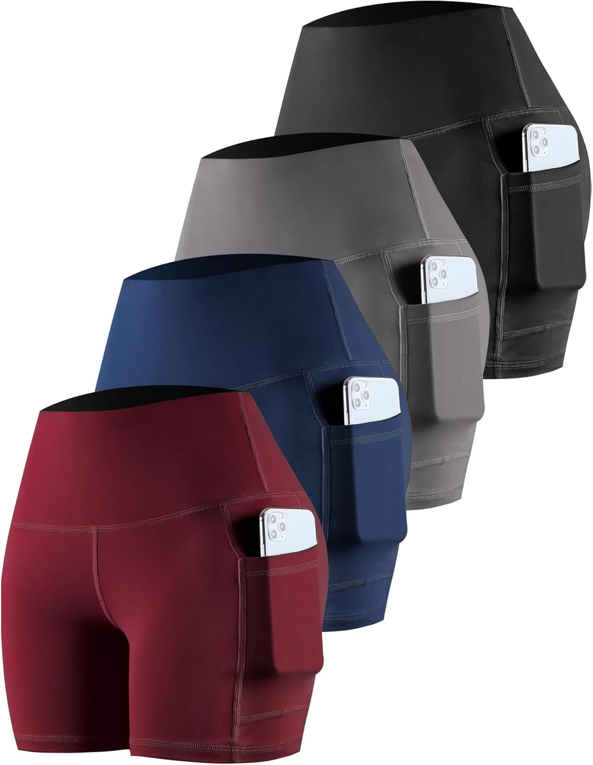 CHRLEISURE Womens Biker Shorts with Pockets: High Waisted Tummy Control Spandex...