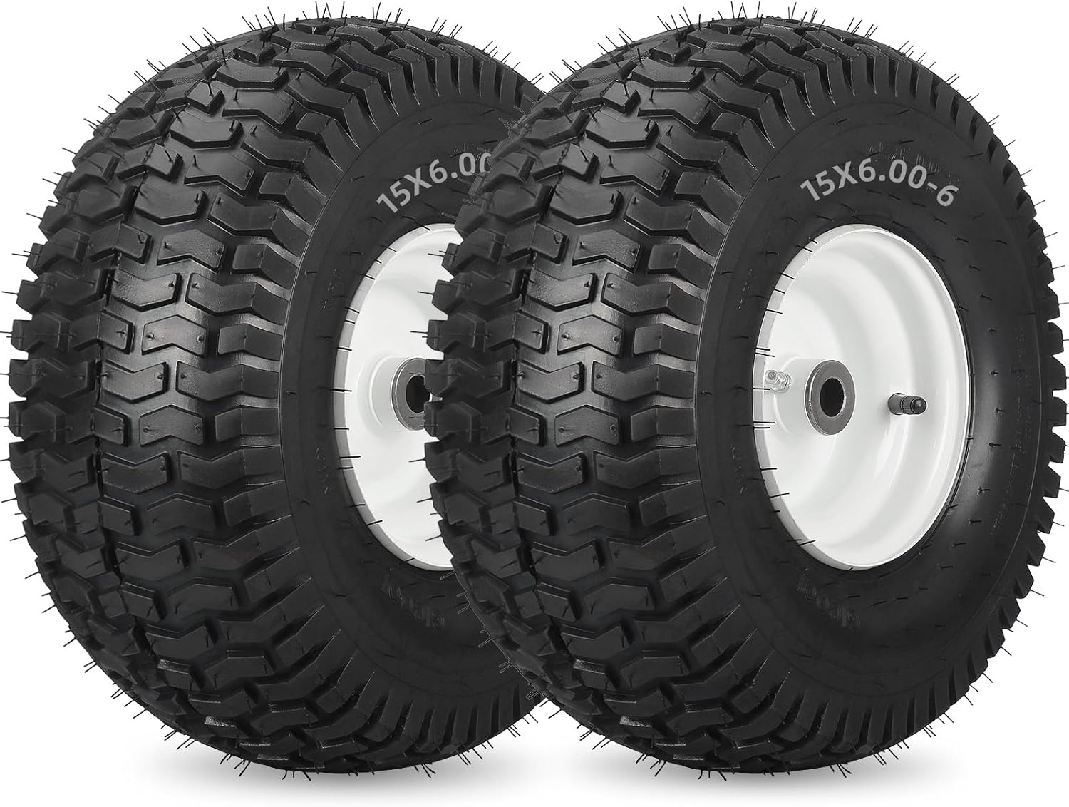 15x6.00-6 Rubber Lawn Mower Tire and Wheel, 2 Pcs Replacement 15x6-6nhs Riding M...