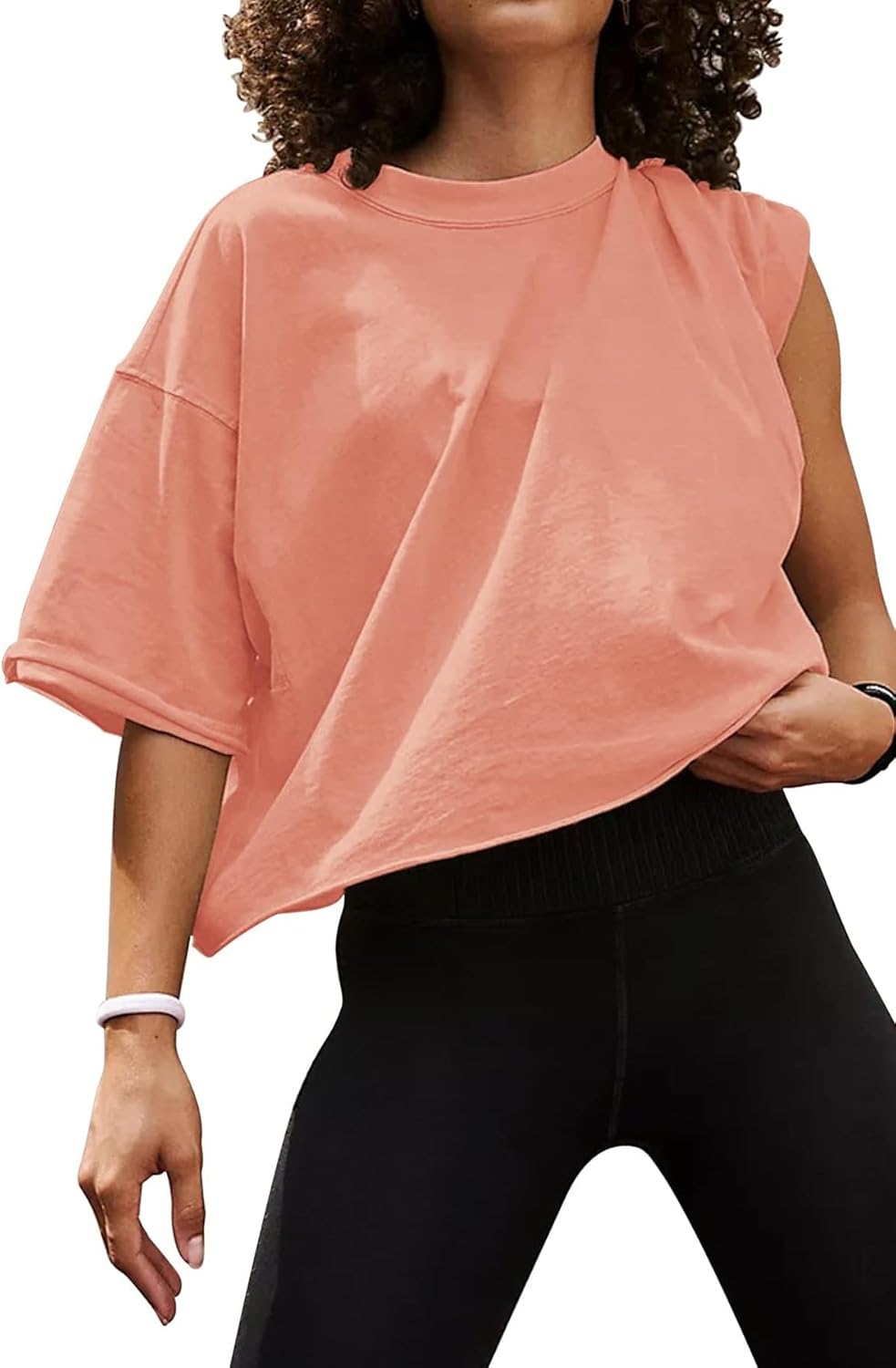 Carpetcom Oversized Workout Shirts for Women Short Sleeve Drop Shoulder Casual C...