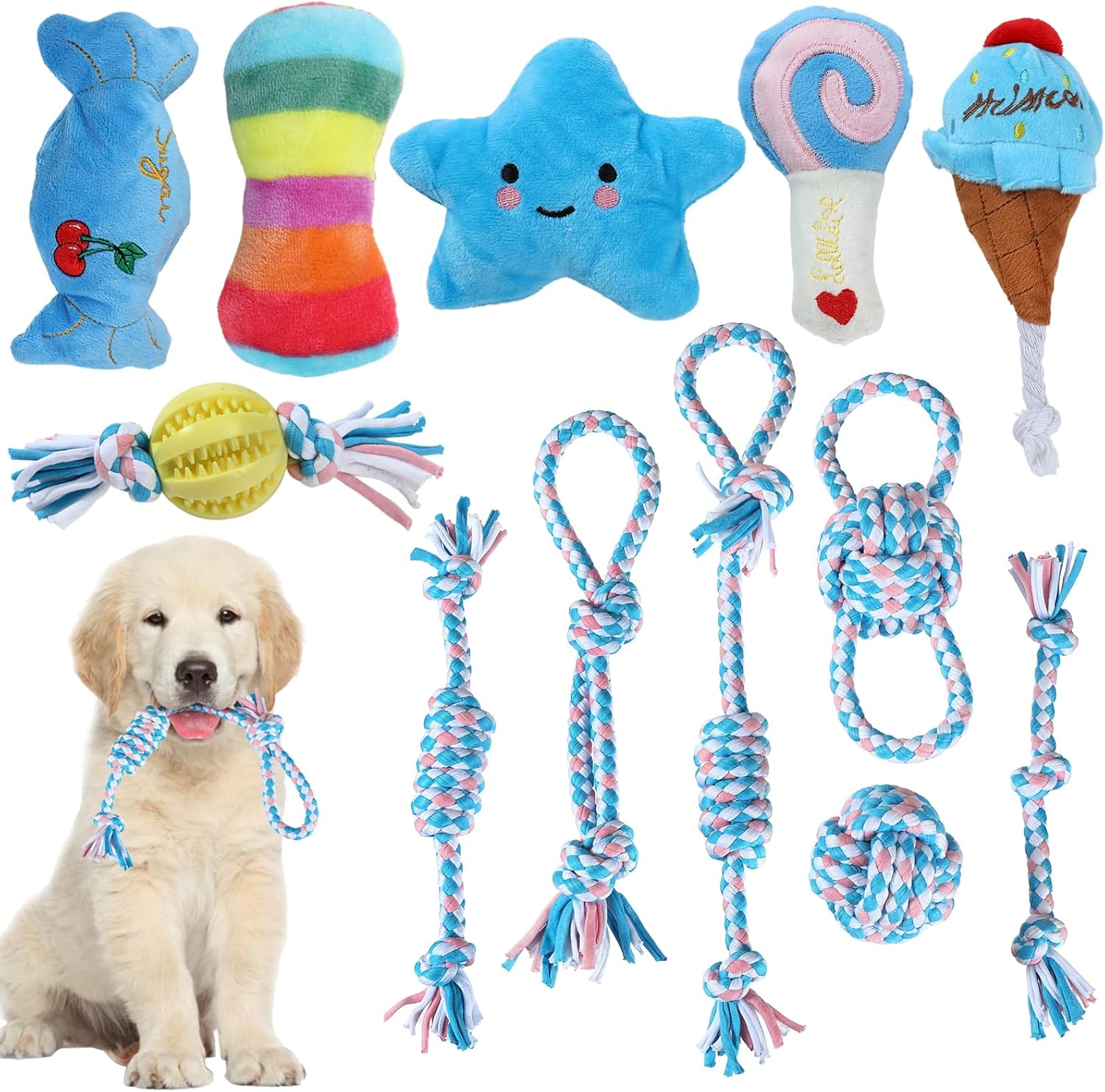 12-Pack Puppy Toys for Aggressive Chewers Dog Rope Toys Cotton Chew Toys for Tee...