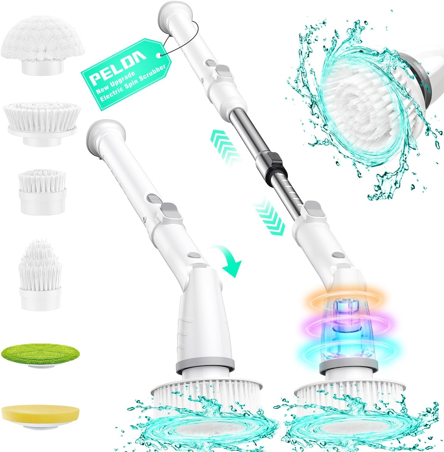 Electric Spin Scrubber, 11 in 1 Cleaning Brush with 6 Replaceable Brush Heads an...
