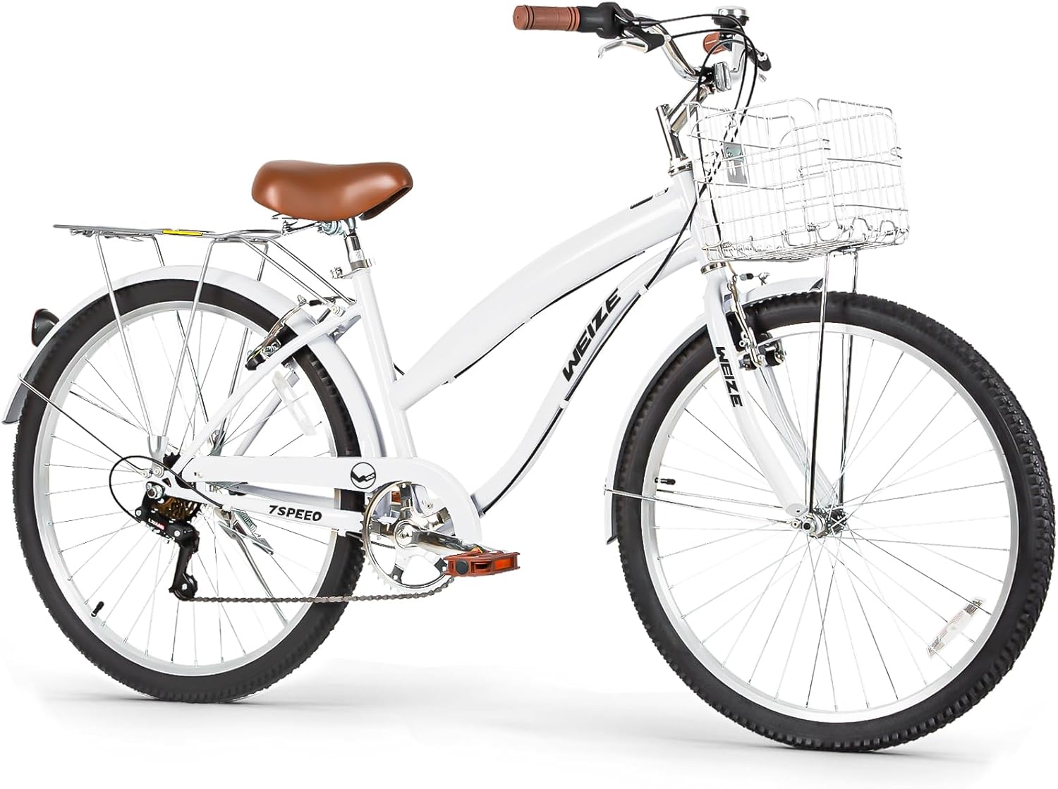 WEIZE Beach Cruiser Bike, 26 inch Commuter Bicycle for Adult Men and Women, 7-Sp...