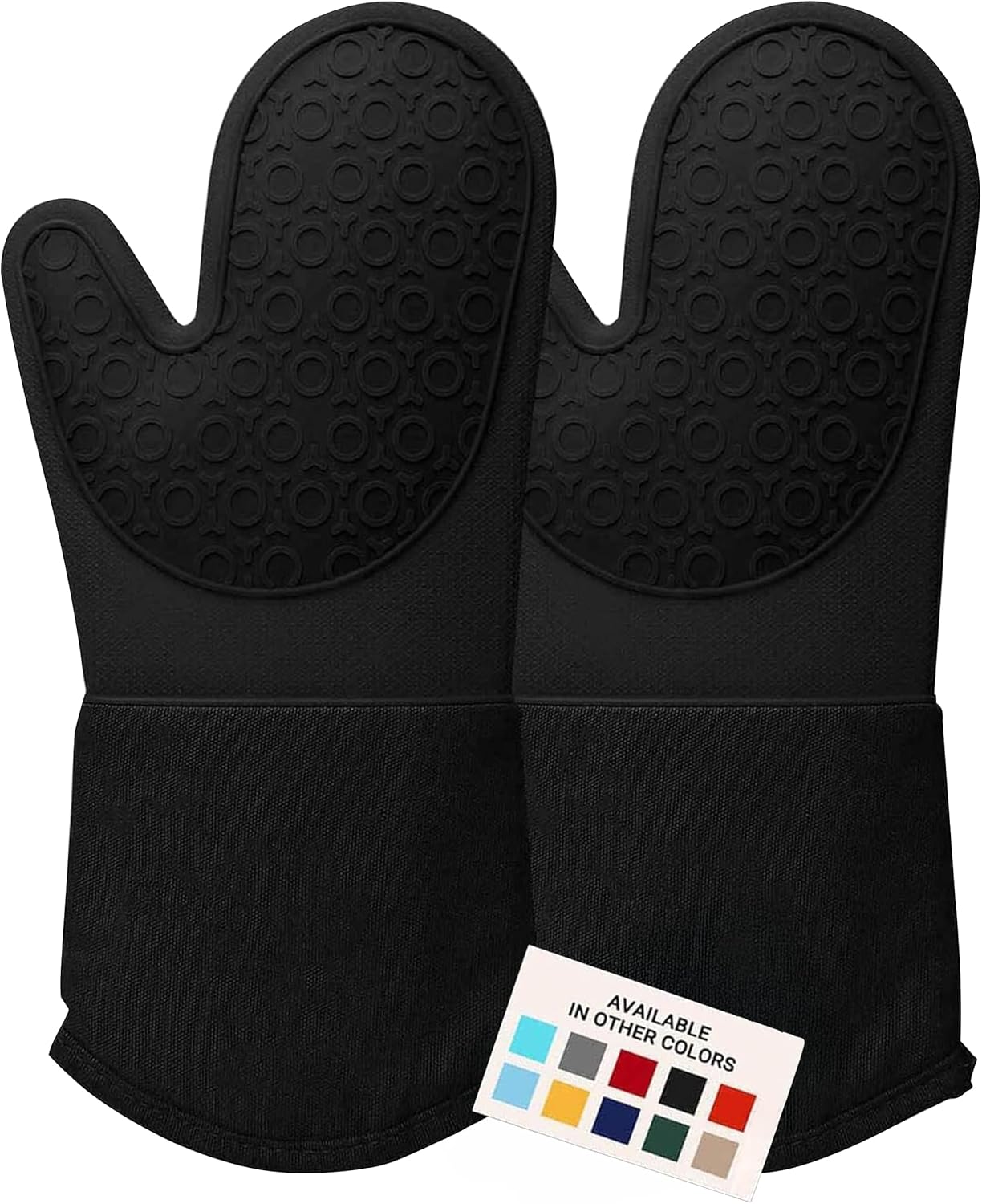 BPA-Free Soft Silicone Oven Mitts - Oven Mitts with Cotton Liner - Long Heat Res...