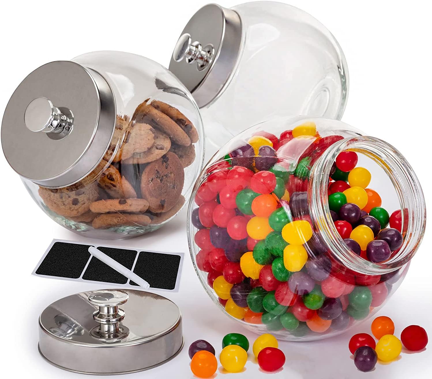 Glass Cookie Jars for Kitchen Counter (3 Pack) 75oz Food Storage Canisters with...